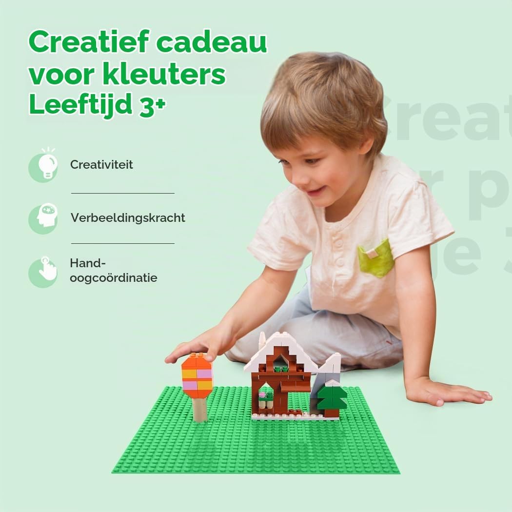 Detalle 2 de Etarnfly bouwplaten, set van 12 groene ABS basisplaten van 25 × 25 cm