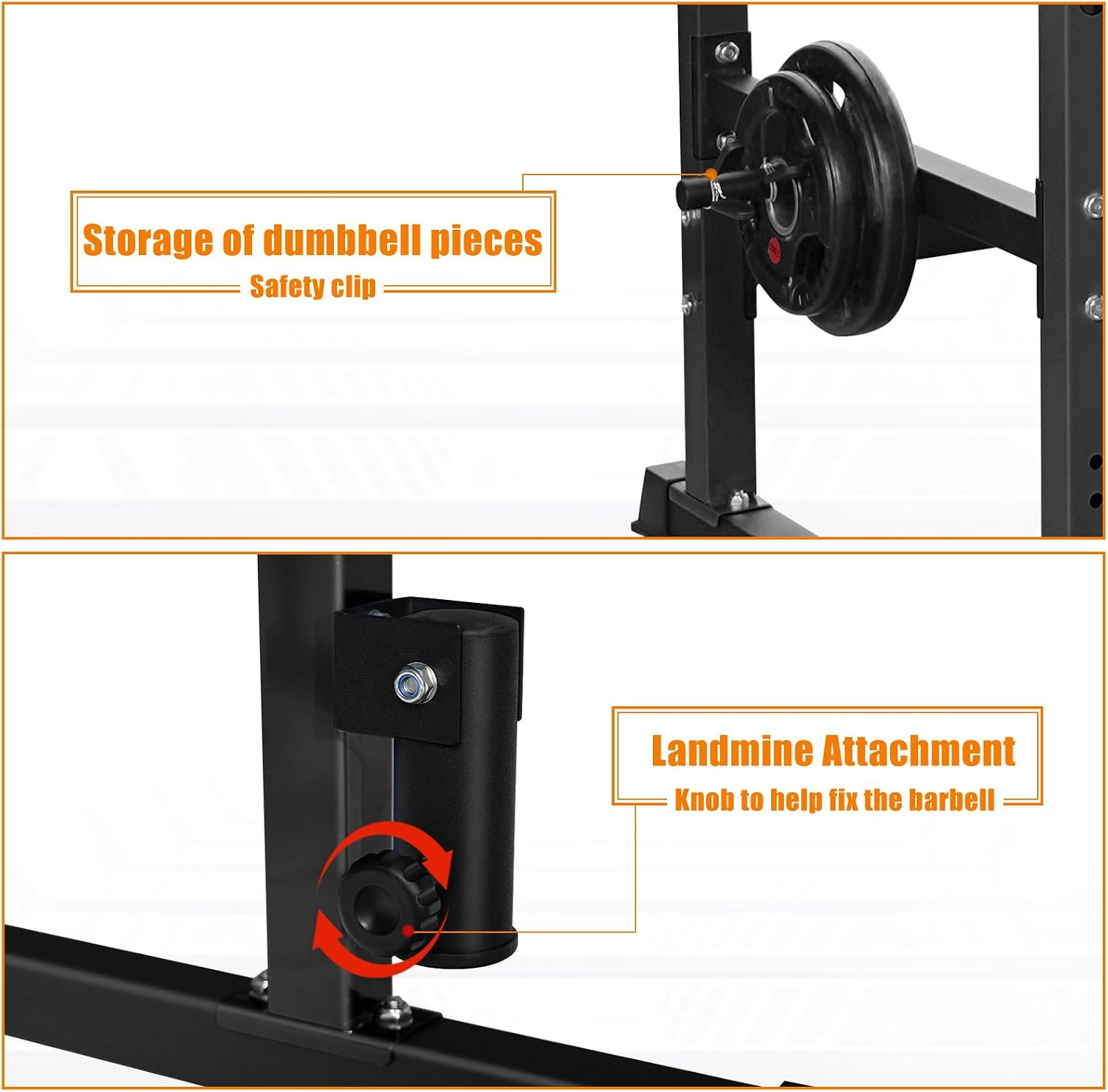 Detalle 1 de Bongkim Adjustable Power Rack Cage with Pull-Up Bar, 299 kg Capacity