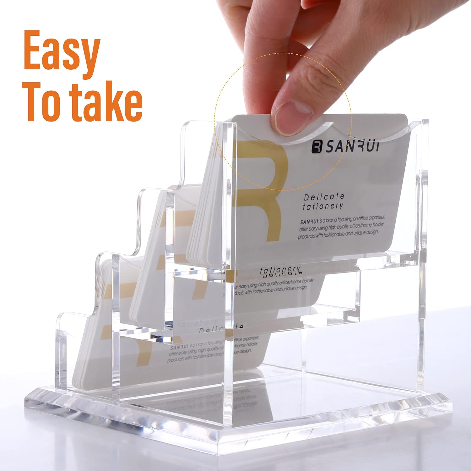 Detalle 2 de SANRUI Clear Acrylic Business Card Holder, 3-Tier Desk Display