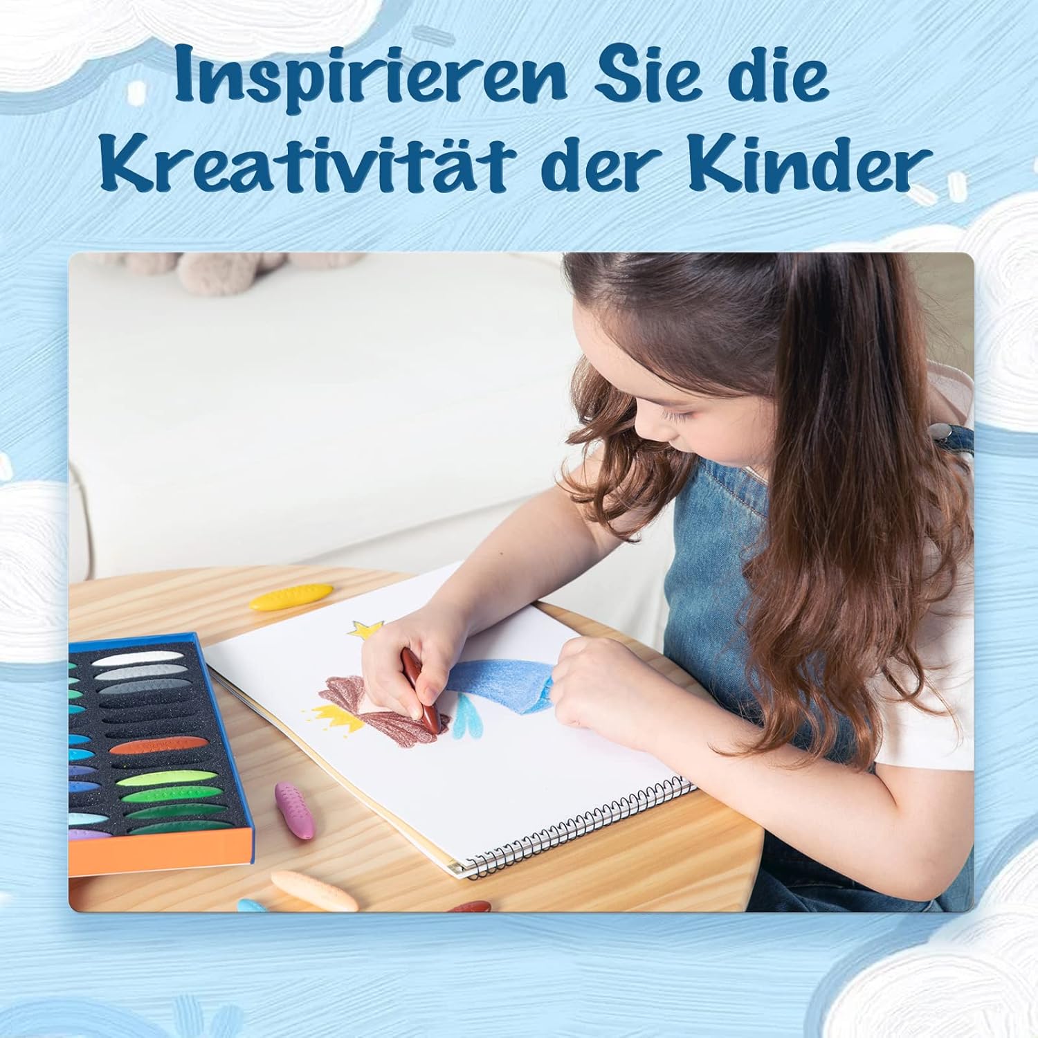 Thumbnail 5 de YPLUS Erdnuss-Wachsmalstifte mit 3 Malbüchern (Set mit 24 Farben) für Kleinkinder ab 2 Jahren