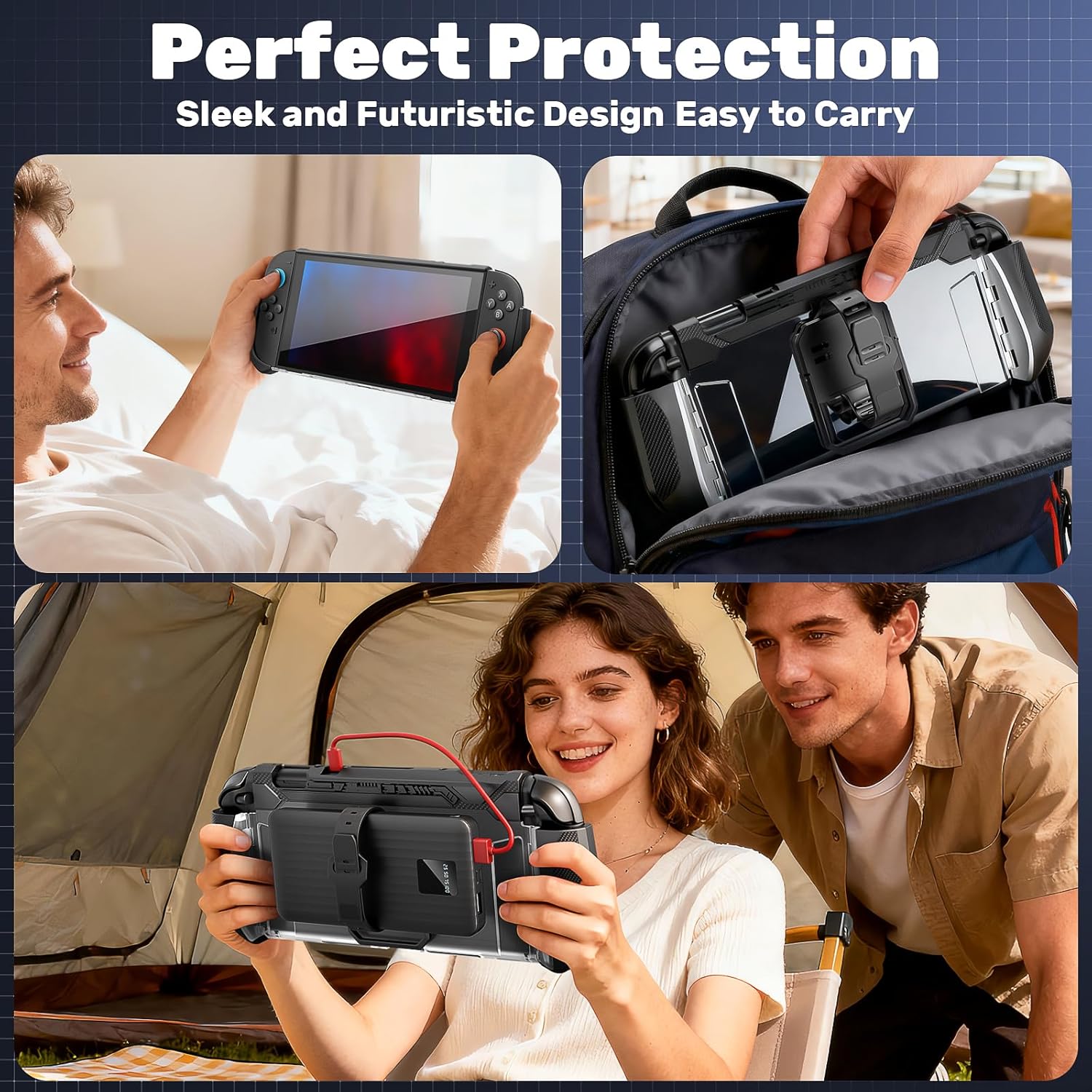 Thumbnail 5 de daydayup Carrying Protective Case Compatible with Nintendo Switch 2, Dockable Switch 2 Cover with Detachable Metal Bracket and Strap for Power Bank, Comprehensive Protection
daydayup Carrying Protective Case Compatibl…