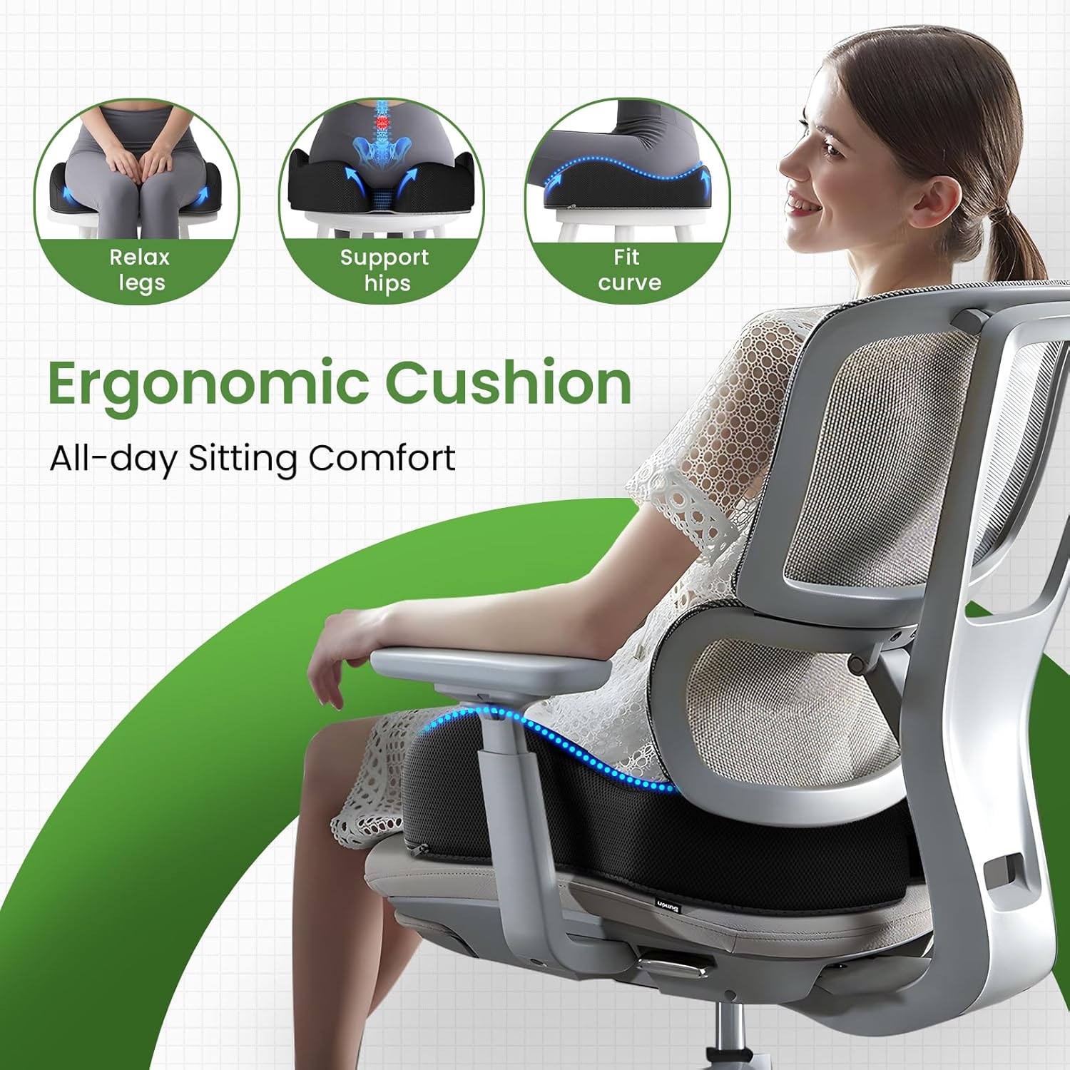 Thumbnail 5 de A-Pce Memory Foam Coccyx Seat Cushion for Tailbone Relief