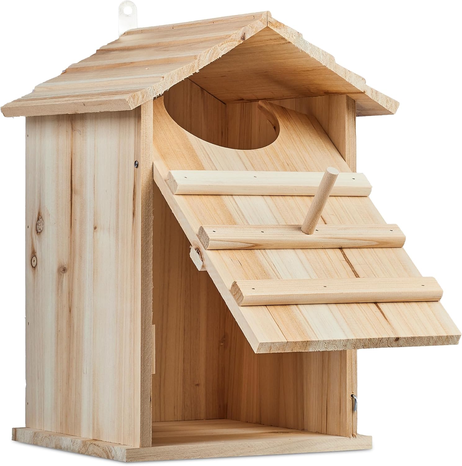Thumbnail 6 de Relaxdays Eulen Nistkasten Bausatz aus Holz – DIY-Nistkasten mit aufklappbarer Tür (H 38,5 × B 25 × T 28 cm) zur Aufhängung