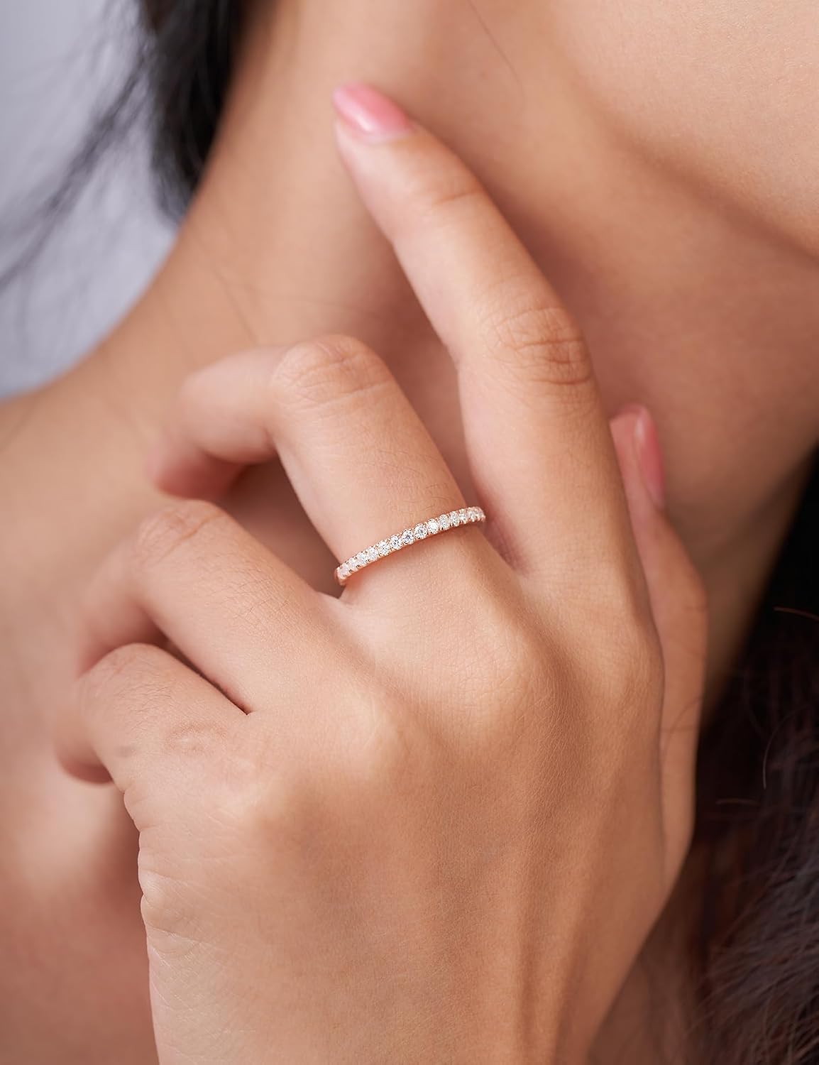 Detalle de IMOLOVE Moissanite Wedding Band in 925 Sterling Silver
