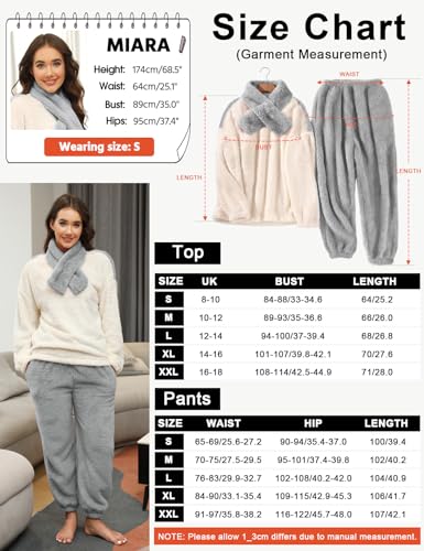 Thumbnail 6 de TOMEEK Damen Schlafanzug Set Winter Kuscheliger Polar Fleece – 3-teilig, Grau, Größe M