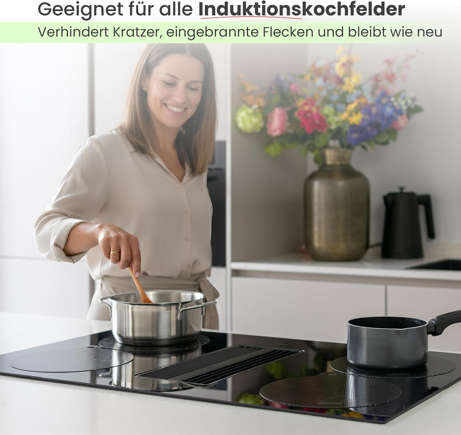 Detalle de MoreCore Induktionskochfeldschutz – Herdabdeckplatten (4x 24 cm) für Induktionsfelder