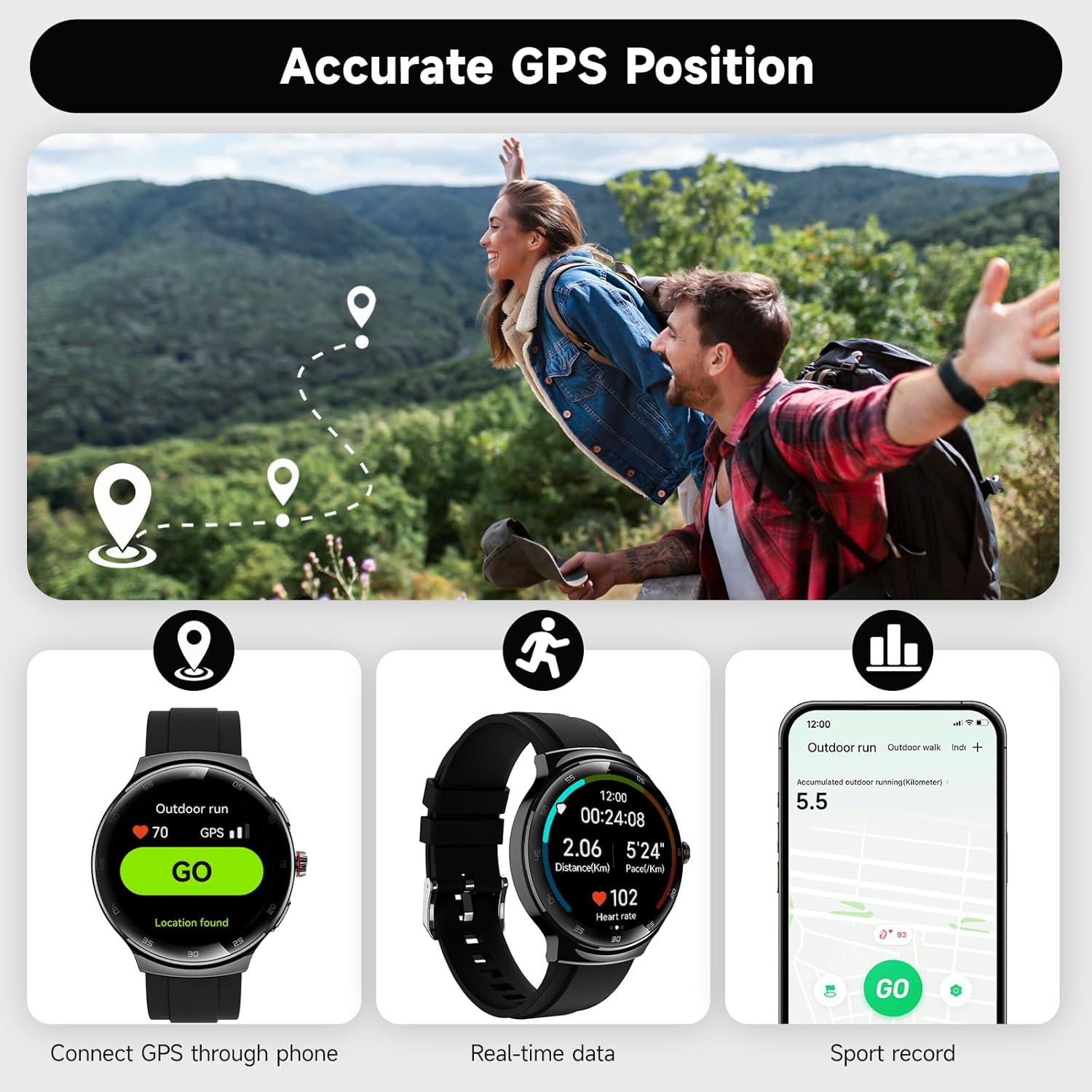 Detalle de cyanyu Smart Watch for Men and Women with 1.43" AMOLED Curved Screen