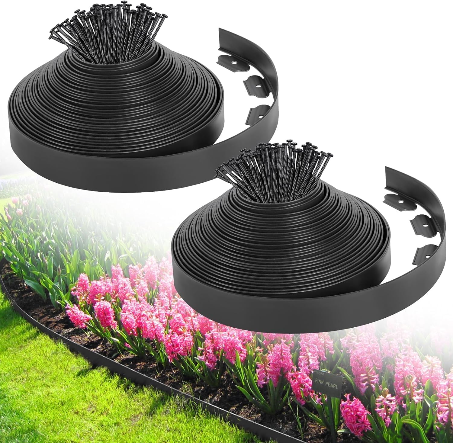 Detalle de Omdekor 5cm20m flexibele gazonrand in gerecycleerd PE, zwart