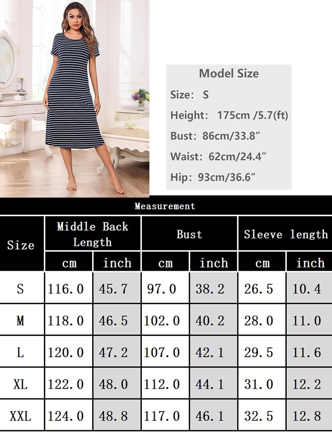 Thumbnail 5 de Litherday Chemise de Nuit Femme Longues Coton