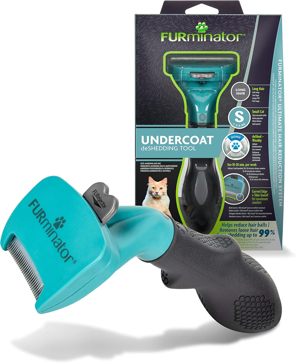 Thumbnail 6 de FURminator Outil de toilettage pour chat grande taille à poils longs – poignée ergonomique, élimination du poil en 1 clic