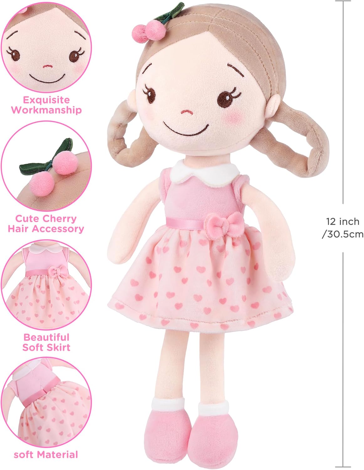 Thumbnail 1 de GAGAKU 12-inch Soft Cuddly Baby Doll: My First Rag Doll for Toddlers (Cherry Girl)