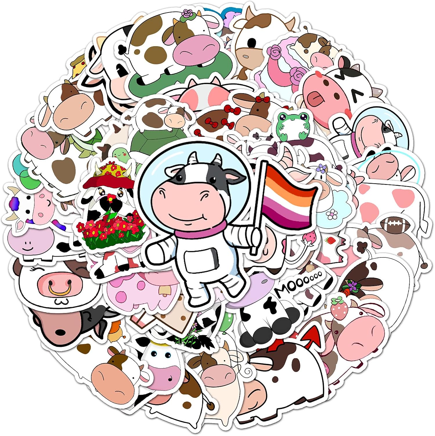 Strawberry Cow Stickers, 50-piece set