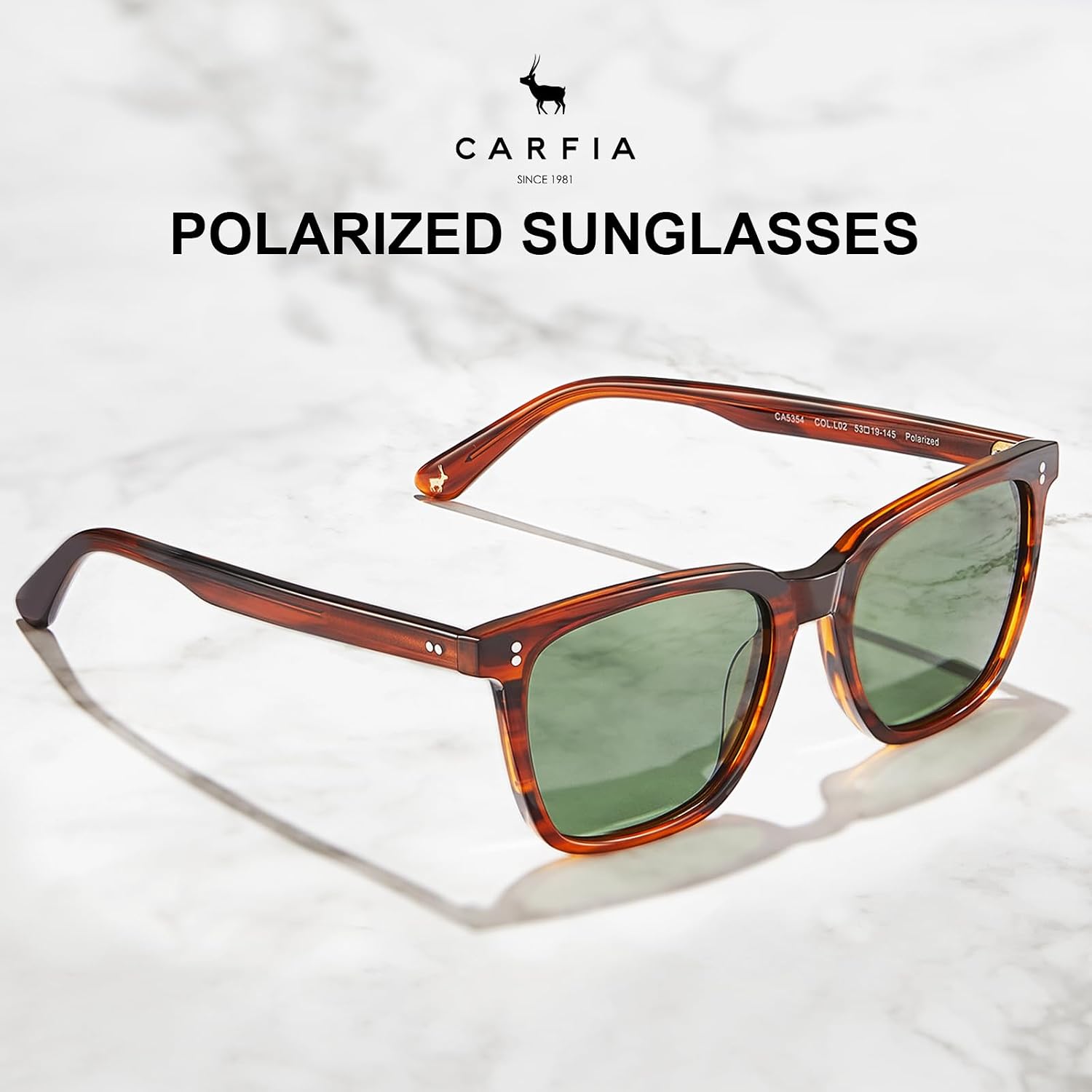 Thumbnail 5 de CARFIA retro square polarised sunglasses