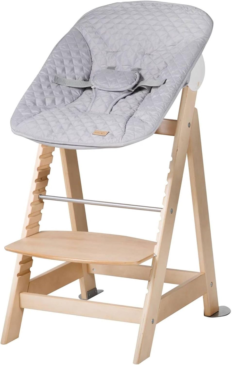Detalle de Roba Chaise Haute Évolutive Born Up 2en1 + Transat Inclinable (Gris Argenté) – Dès la naissance