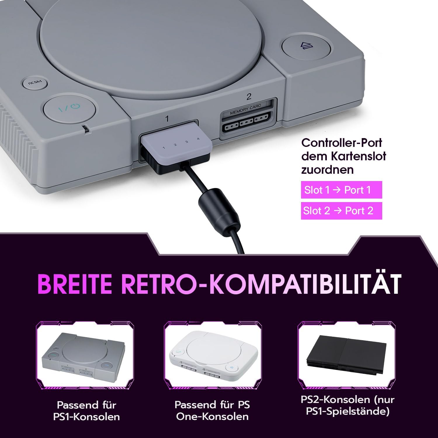 Thumbnail 2 de Wigearss 4MB Gaming-Speicherkarte für PS1 Konsole – 60 Blöcke, 4 Speicherseiten