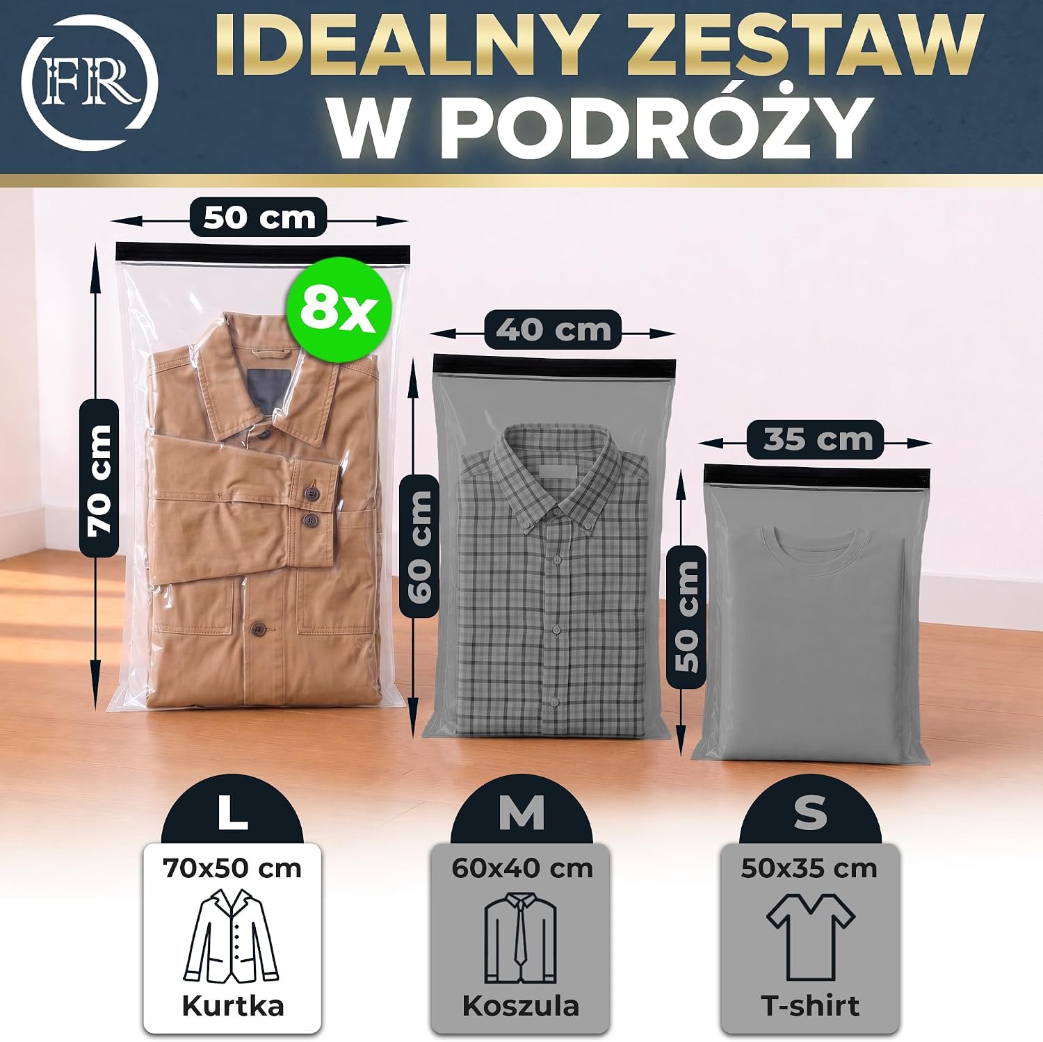 Detalle de FR FiRiO FR-VB-C-L – worki próżniowe L 70 × 50 cm, 8 szt., do rolowania