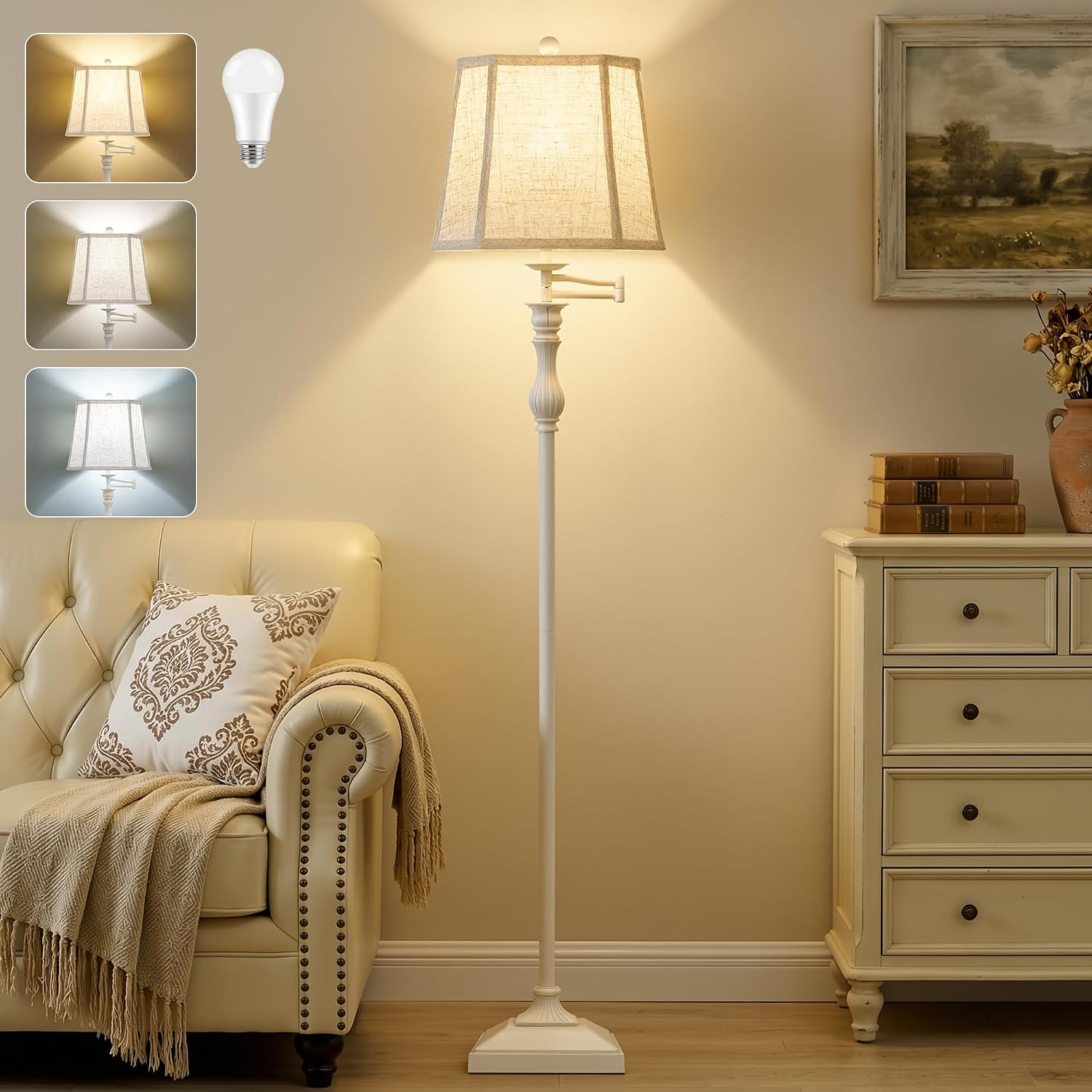 Detalle de Luvkczc F00080 62-Inch Vintage Floor Lamp with 350° Swing Arm