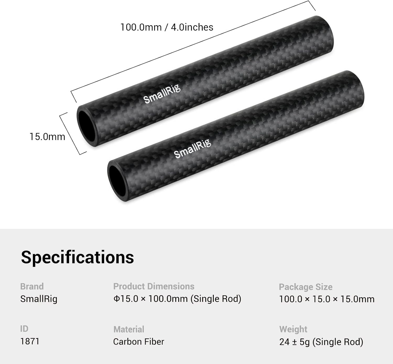 Thumbnail 6 de SmallRig tiges 15 mm Fibre Carbone 1871