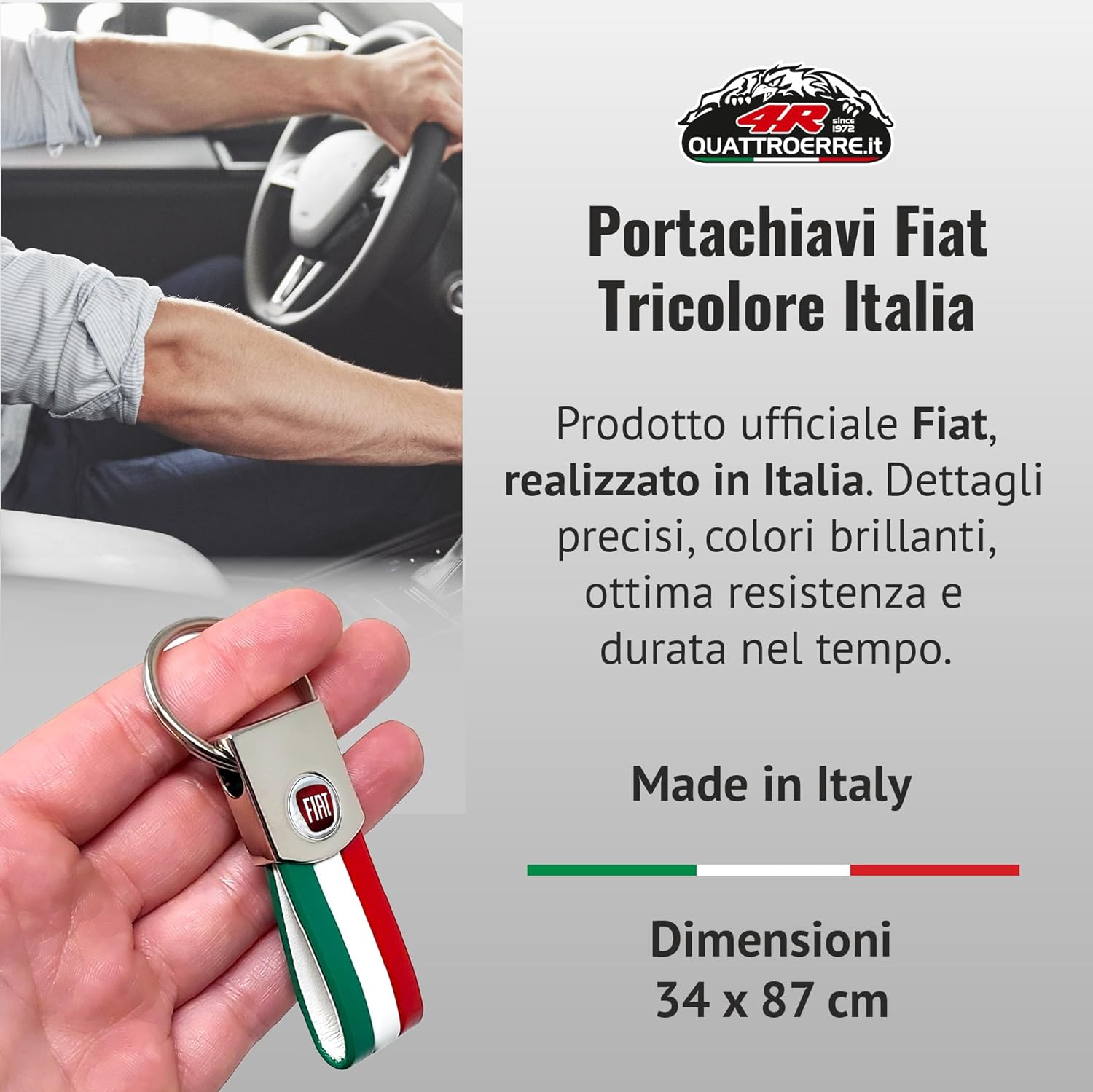 Detalle de Quattroerre Schlüsselanhänger Italien mit original Fiat Logos – 12 mm
