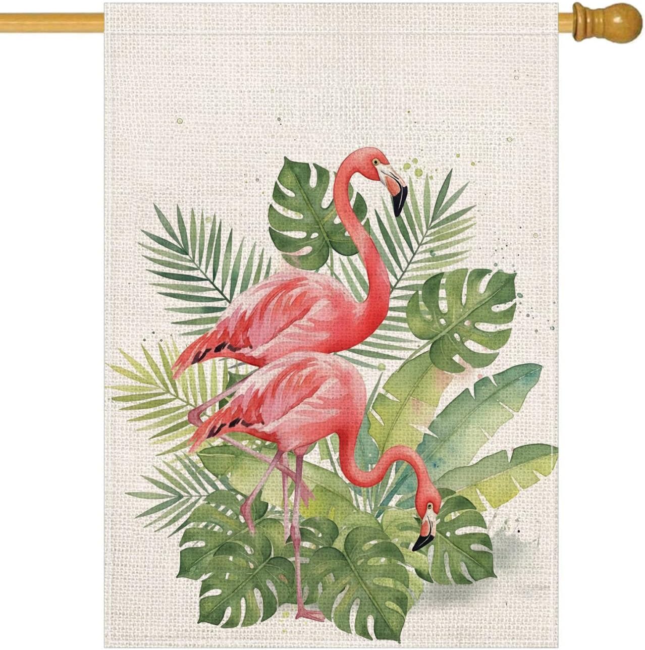 Detalle de Tropical Flamingo House Flag 28 x 40 Inch