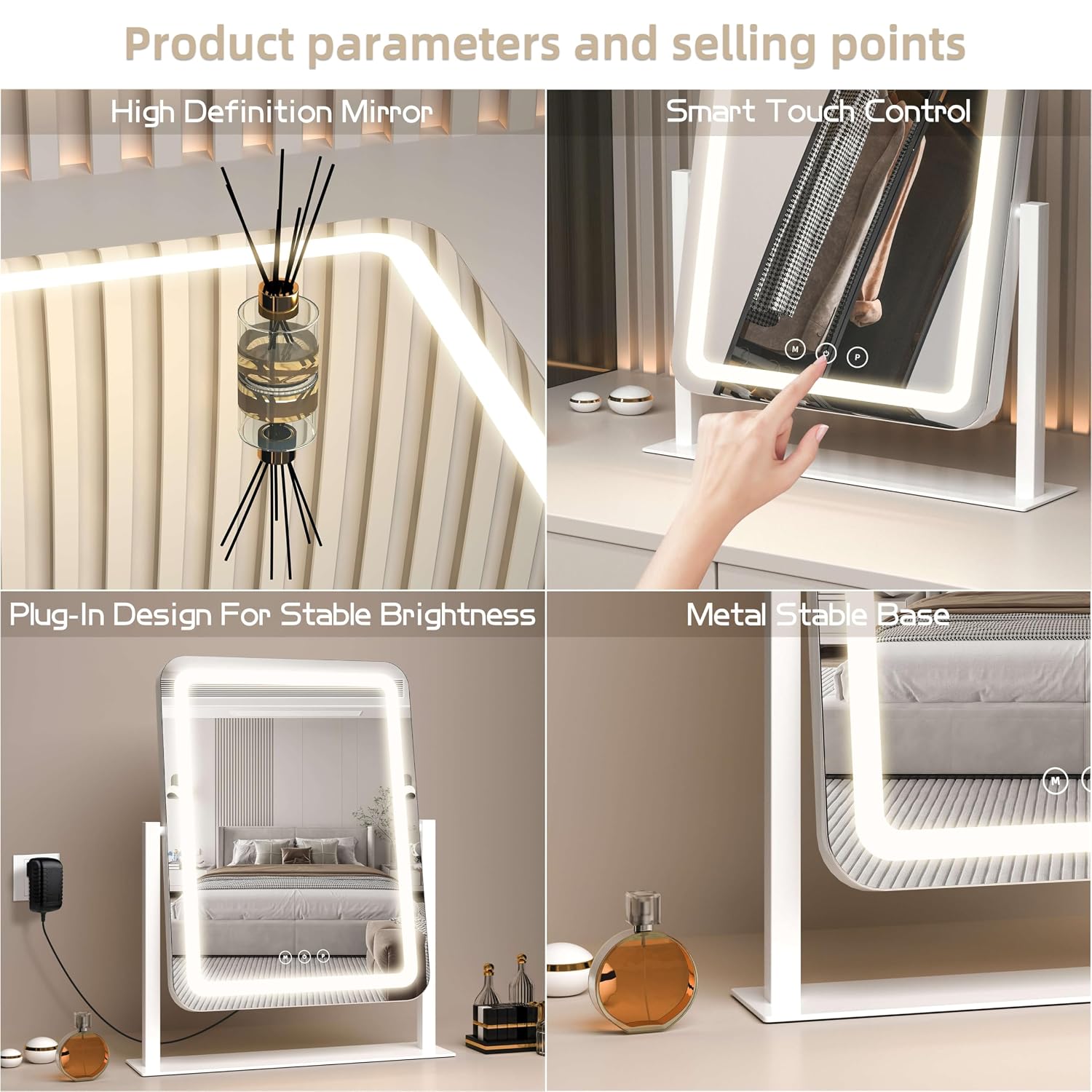 Detalle 2 de Vanity Mirror with Lights: 13.1" x 16.7" LED Lighted Makeup Mirror with Touch Control