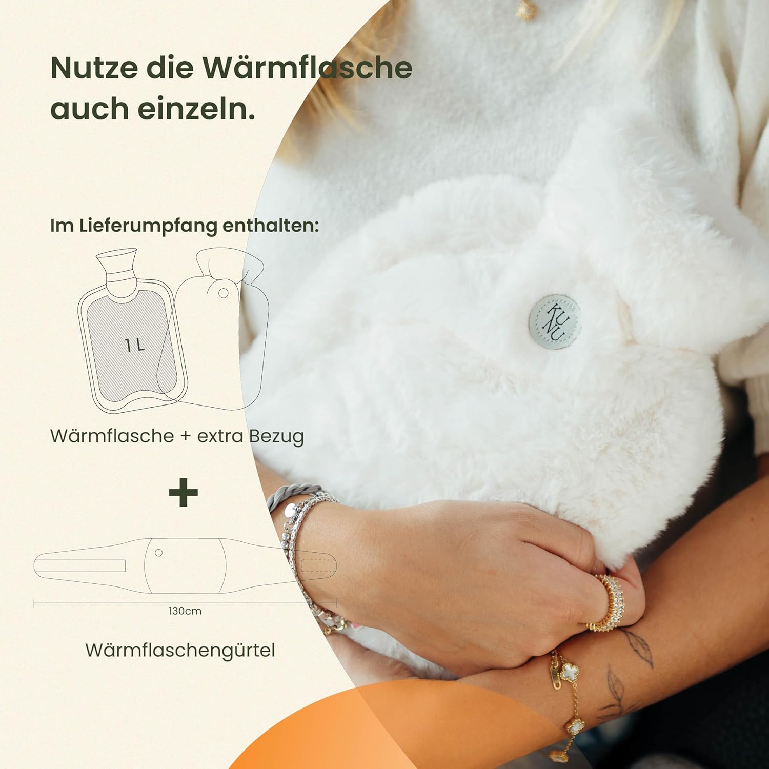 Detalle de KUNU® original Wärmflaschengürtel – 130 cm Lang mit Gürtel zum Umbinden