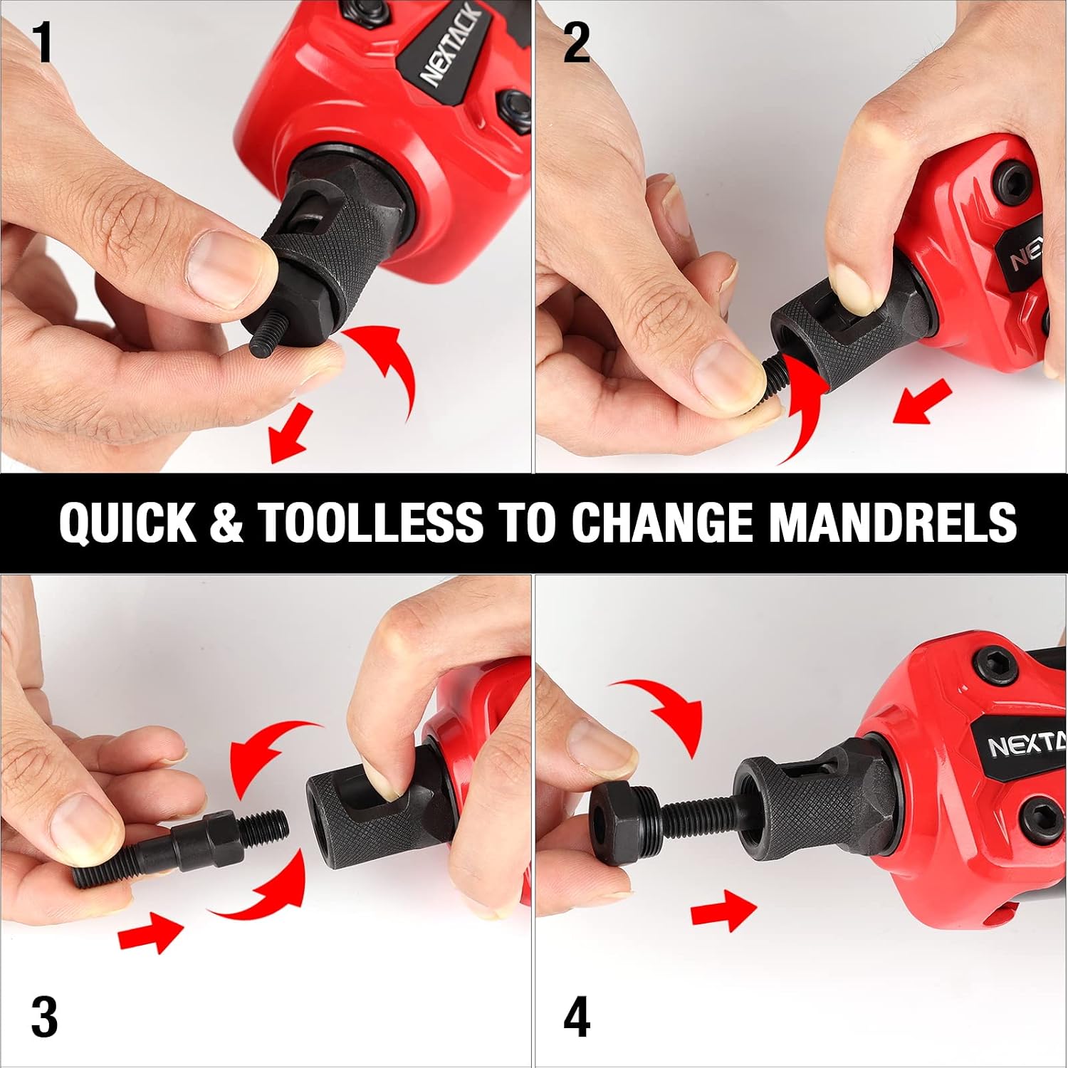Detalle 2 de NEXTACK NT800 16-inch Semi-Auto Rivet Nut Tool Kit with 12 Mandrels