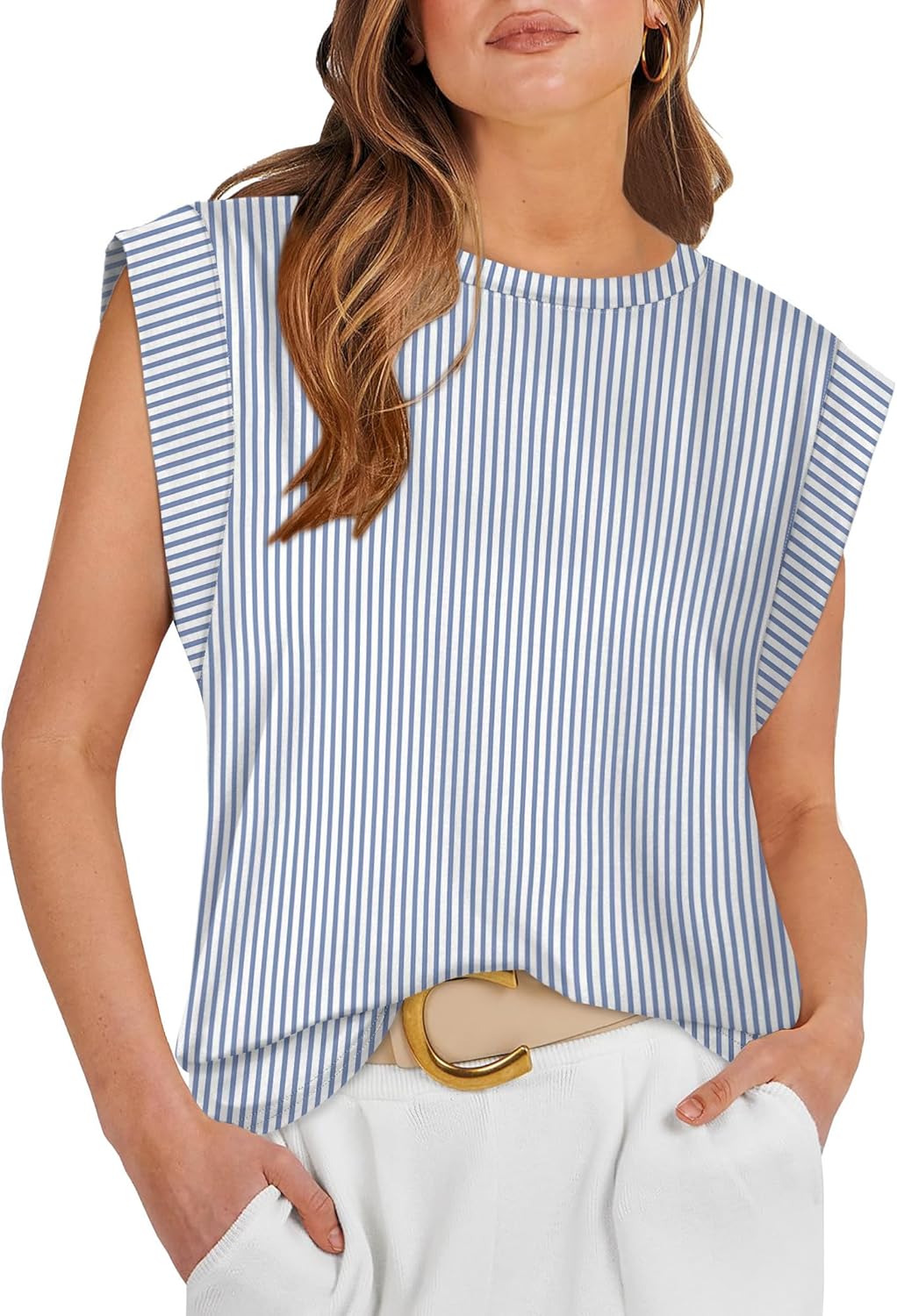 Thumbnail 5 de WIHOLL Women’s Loose Fit Cap Sleeve & Sleeveless Basic Tees for Summer