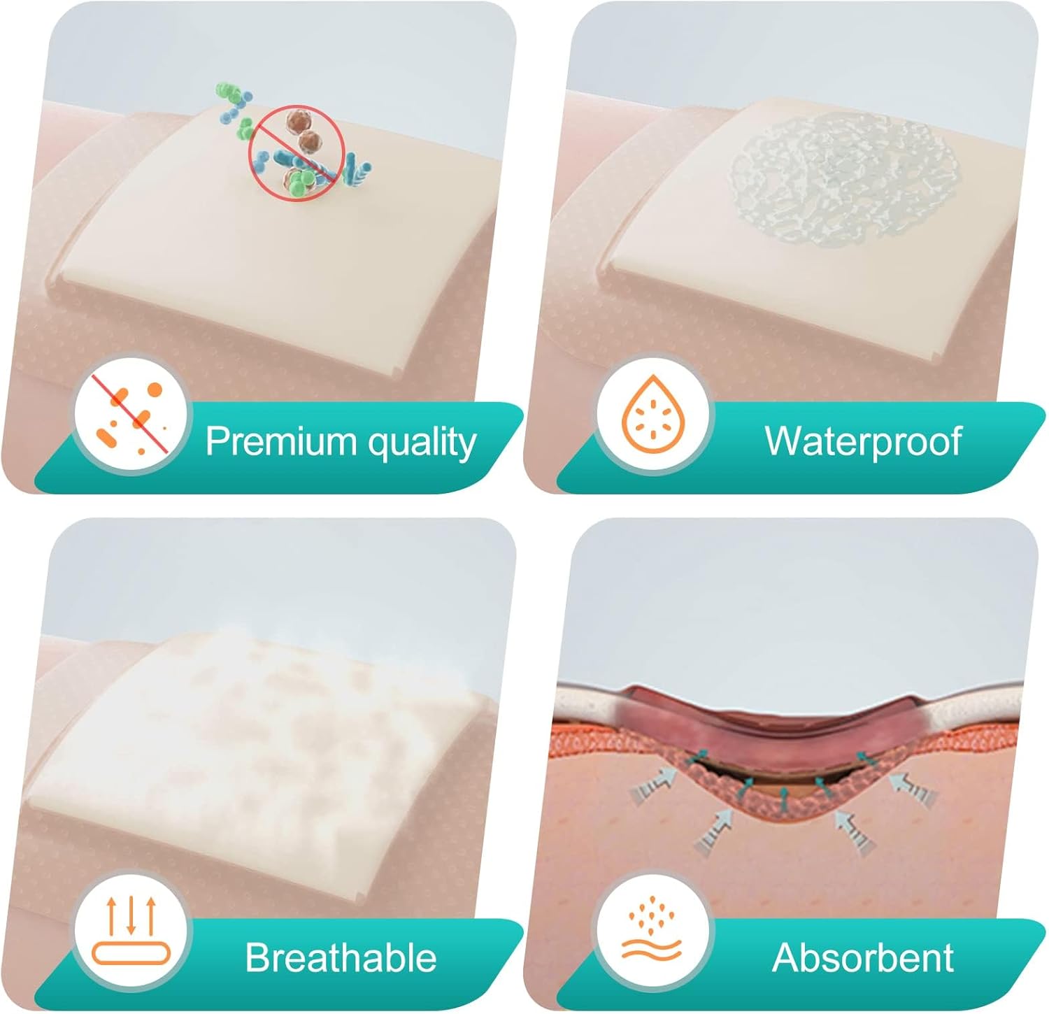 Thumbnail 3 de Dimora Silicone Foam Dressing with Border Adhesive 6"x6" Waterproof Wound Care Bandage, 20 Pack