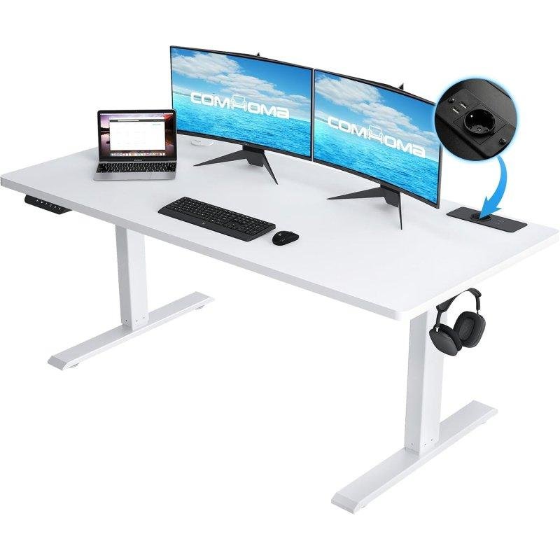 Detalle de Mesa gaming elevable GTPLAYER 140x60 USB y gancho – ergonomía y organización para tu espacio