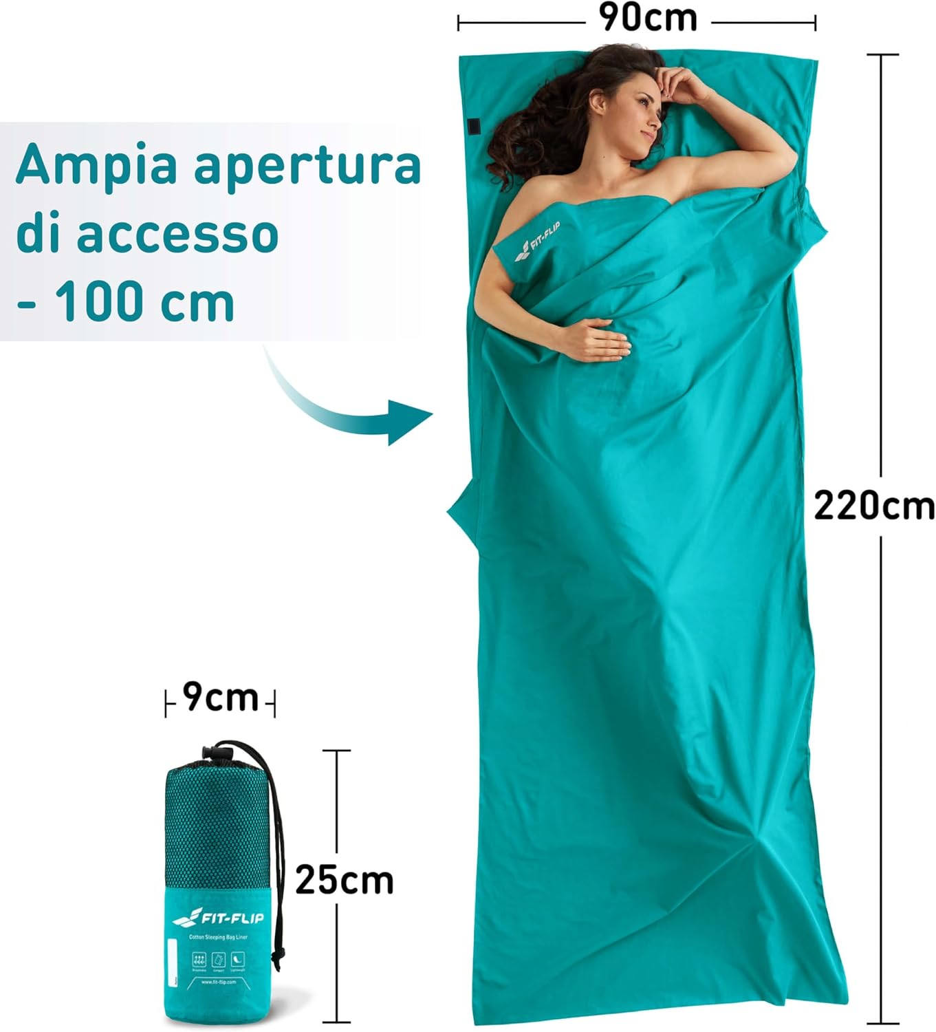 Detalle de Fit-Flip sacco lenzuolo da viaggio 325 g