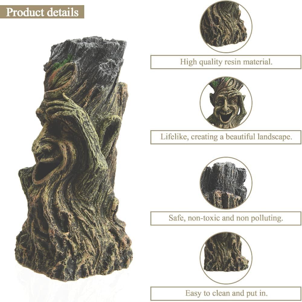 Detalle 1 de MC MEICHUANG Non-Toxic Resin Tree Hole Ornament for Aquariums and Terrariums