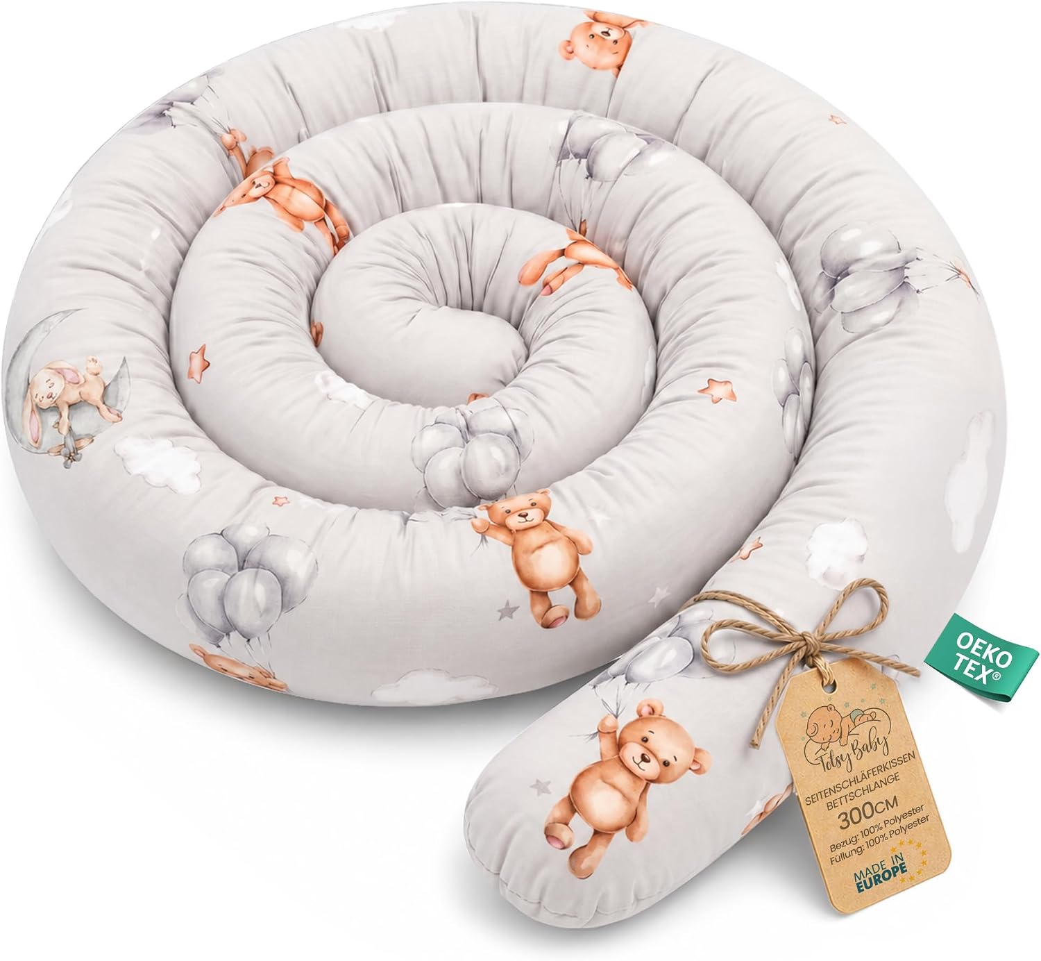 Totsy Baby XXL Bettschlange – vielseitige Wickel- und Umrandung aus EU-Qualität (300 cm)