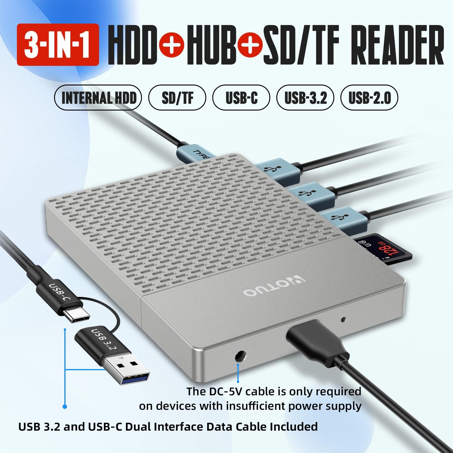 Thumbnail 1 de YOTUO SY-DSHDD01 1TB External Hard Drive and USB-C Hub with SD/TF Reader