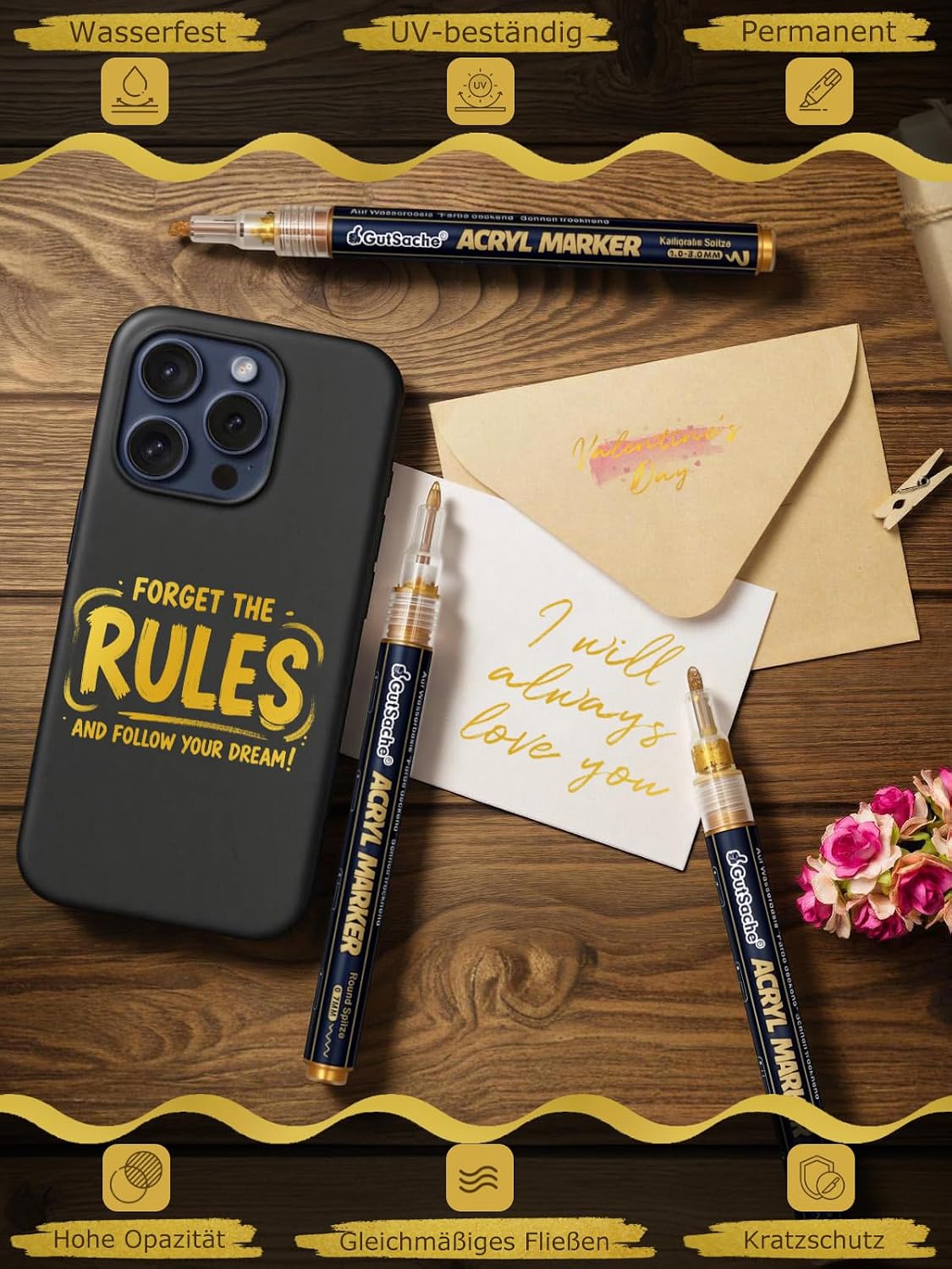 Thumbnail 6 de DealKits Goldene Acrylmarker Set mit 5 Stiften