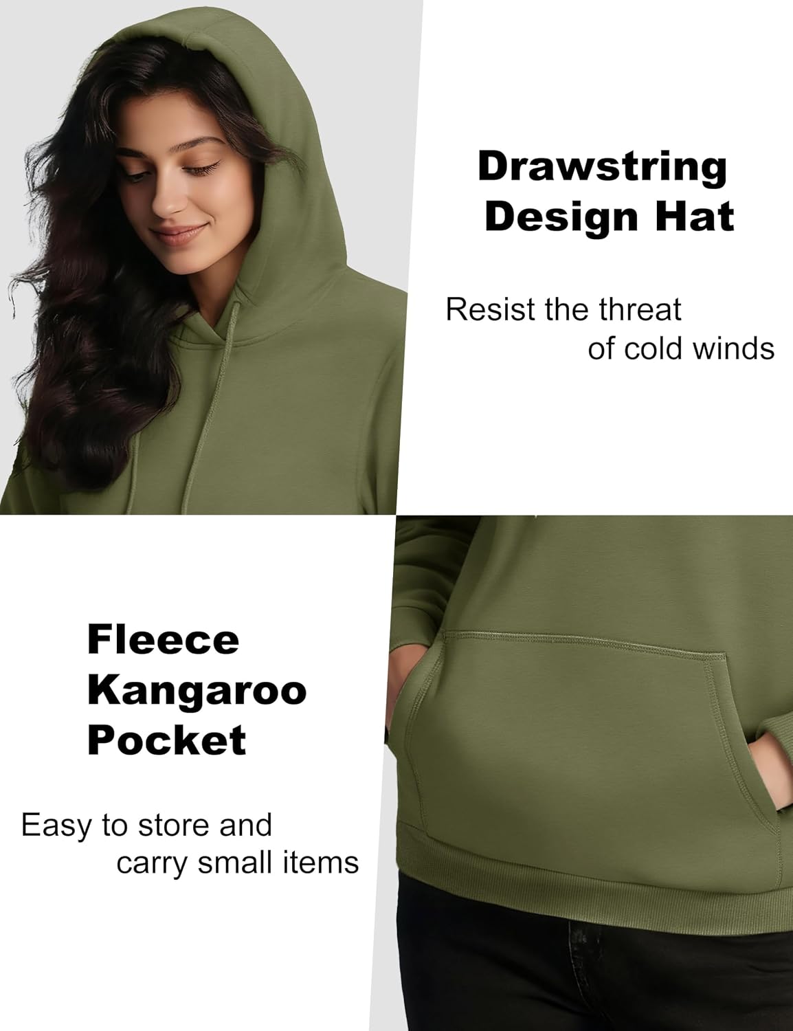 Detalle de MAGCOMSEN Women's Sherpa-Fleece-Lined Hoodie, Heavyweight with Kangaroo Pocket
