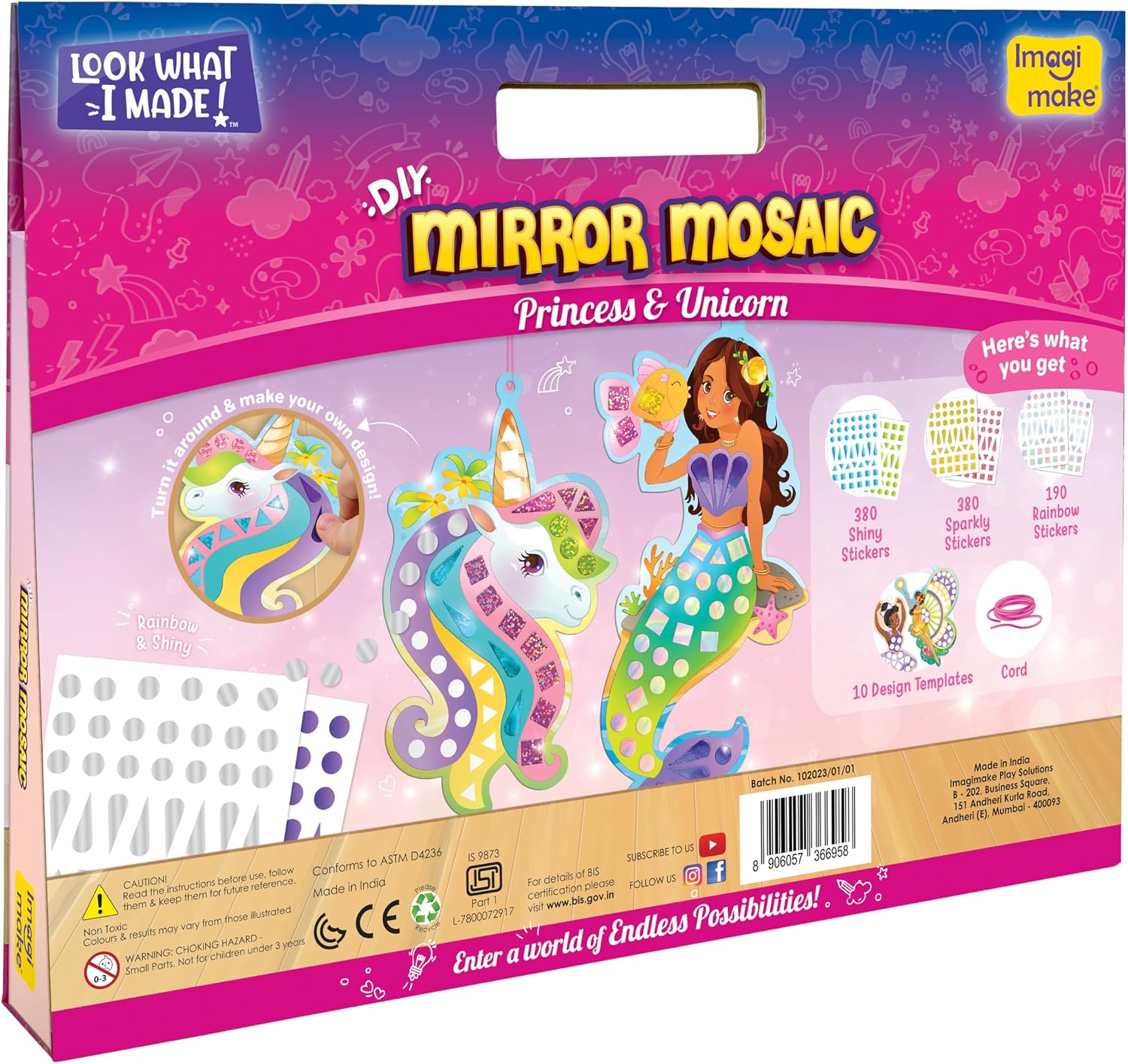 Detalle de Imagimake Mirror Mosaic Princess & Unicorn Kit 950+