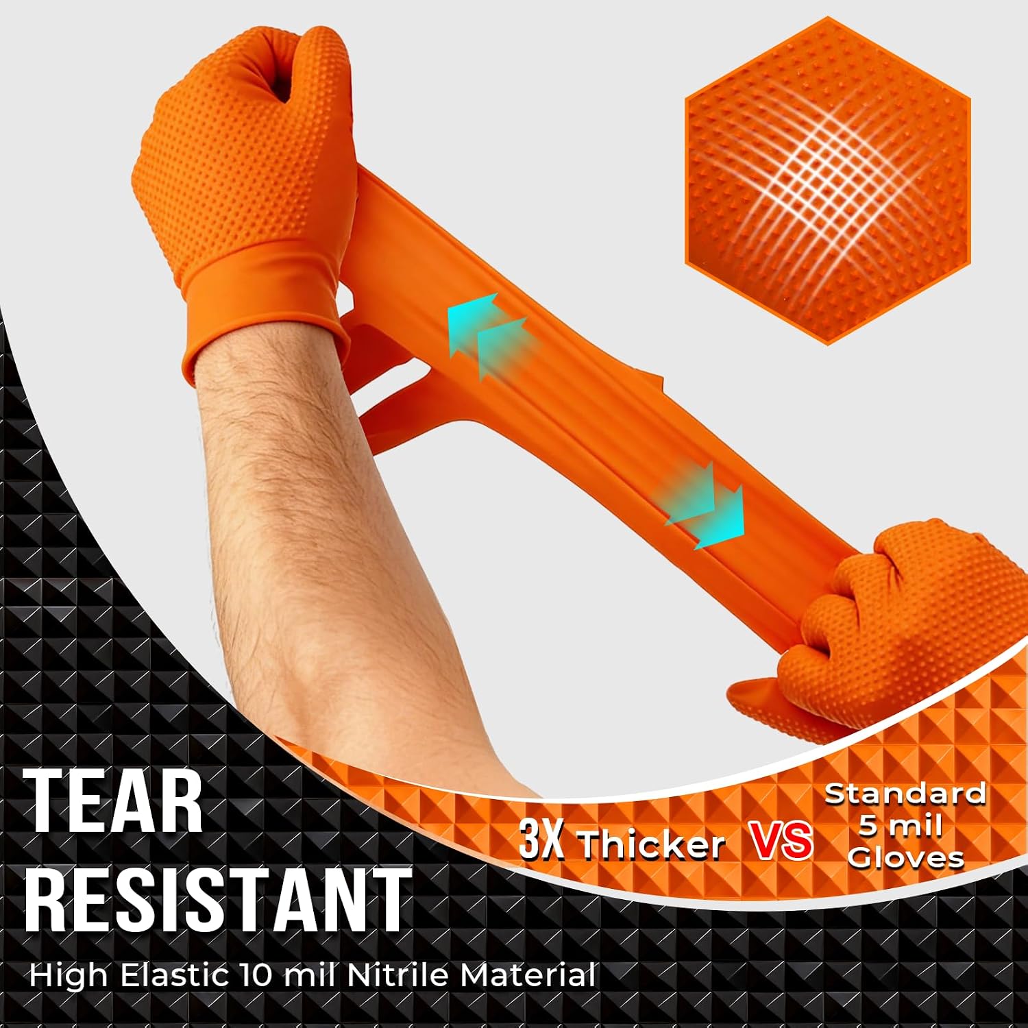 Thumbnail 1 de ANBOSON Abc-dg01 Heavy-Duty Nitrile Gloves, XL, 10 Mil, Diamond Texture