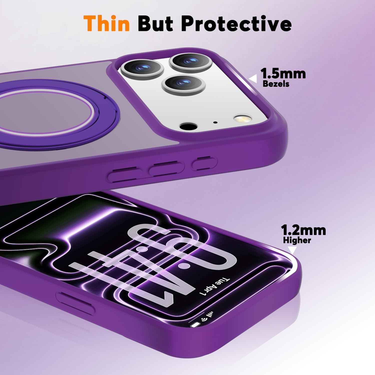 Thumbnail 6 de Misscase 360 Spin Magnetic Stand for iPhone 17 Pro Case - 6.3", Purple