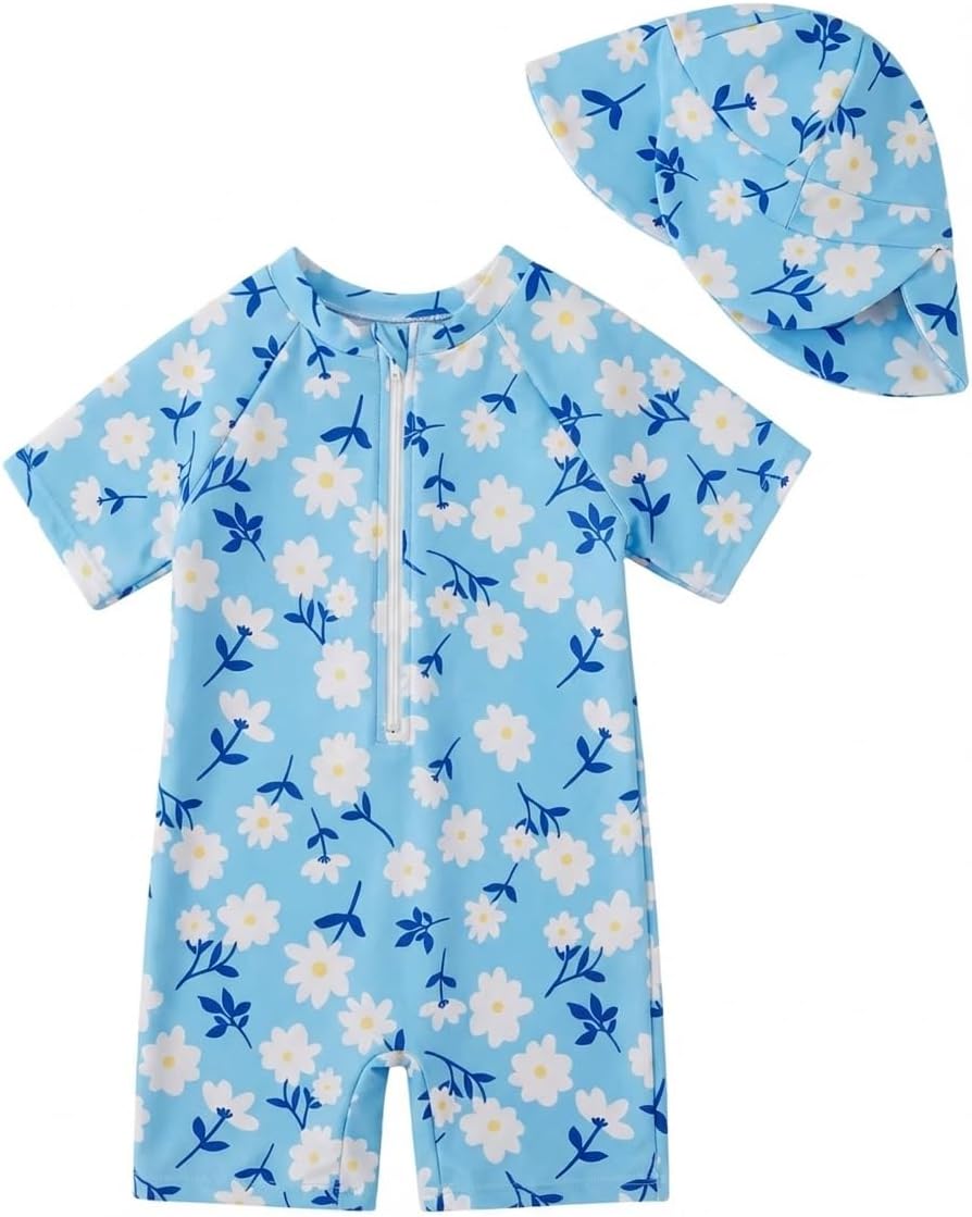 Thumbnail 6 de JiAmy Baby Boys Swimming Costume with Sun Hat: One-Piece Rash Guard for Sun Protection (6M–5Y)