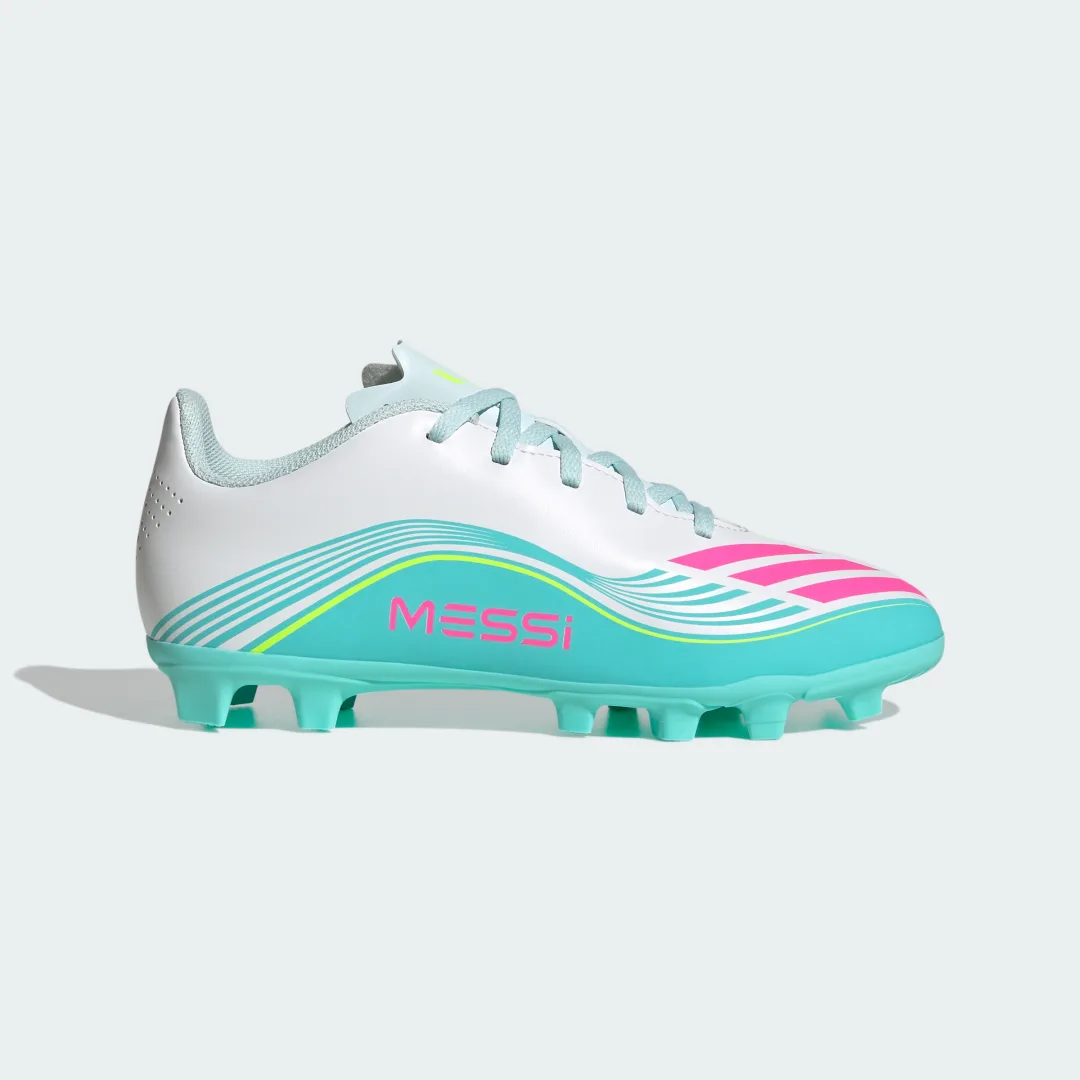 Detalle 2 de Bota de fútbol para niños Adidas F50 MESSI CLUB, césped natural seco y multisuperficie