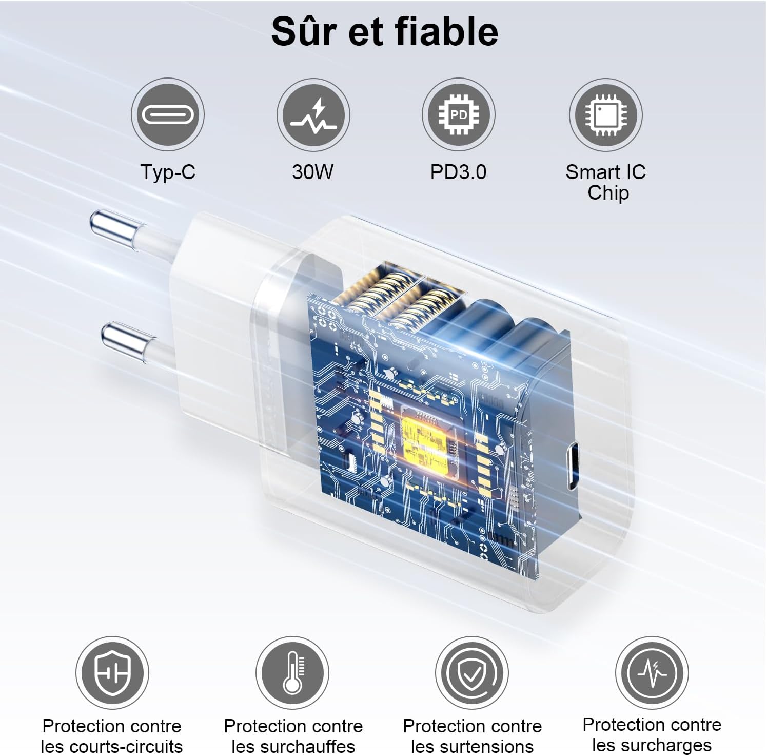 Detalle 2 de Caricatore USB C 30W con cavo 2 m
