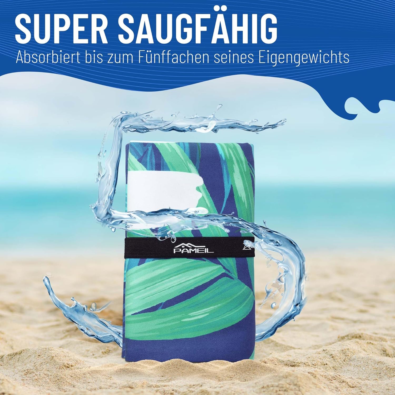 Thumbnail 5 de Pameil Telo Mare Grande Microfibradi 90x180 cm: asciugamano leggero, rapido e anti-sabbia per spiaggia e palestra