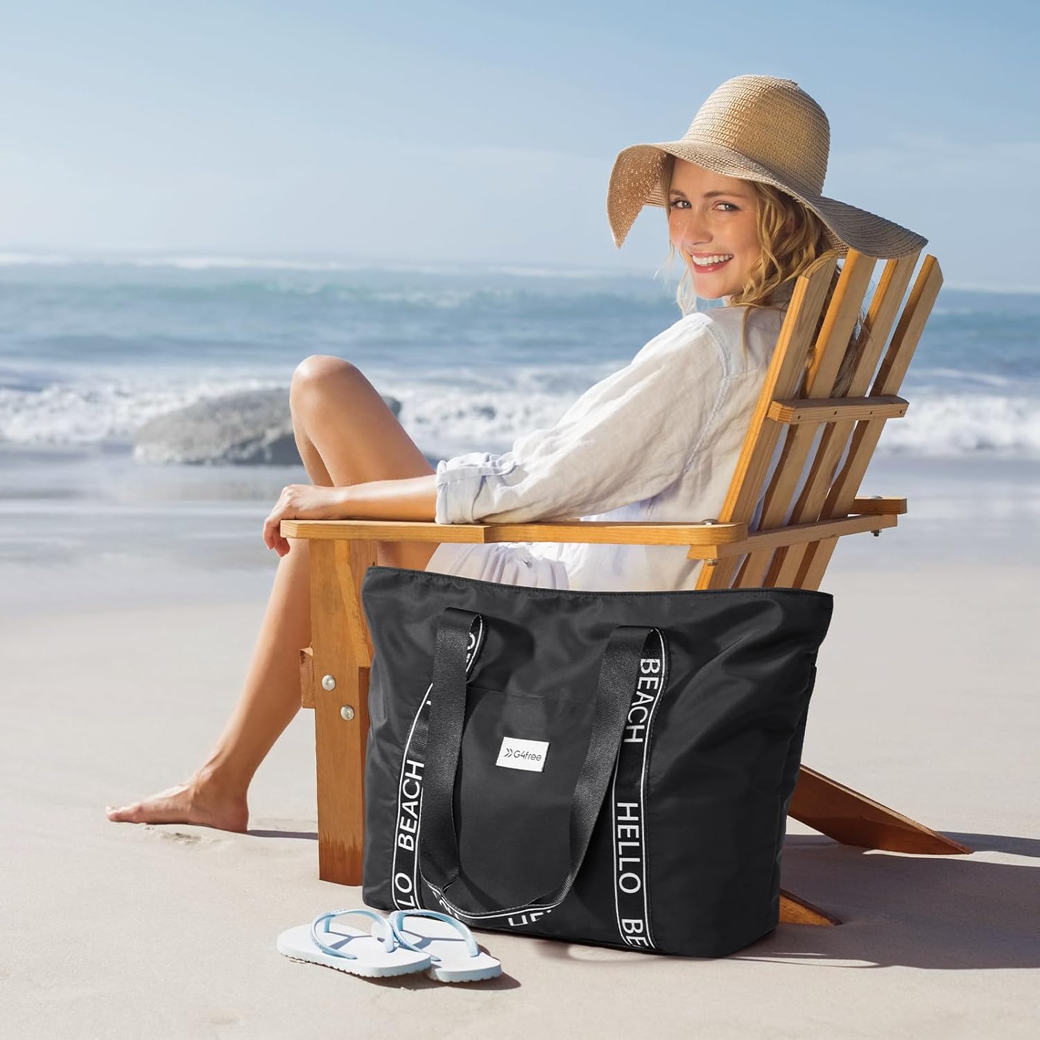 Detalle 2 de G4Free 30L/50L Waterproof Beach Bag for Women – Large Capacity Sport Tote with Wet Compartment