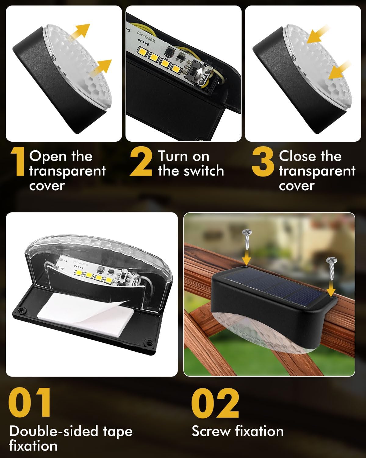 Thumbnail 6 de KALAHOL 12-Pack Solar Fence Lights (Warm White) – IP65 waterproof outdoor step lights