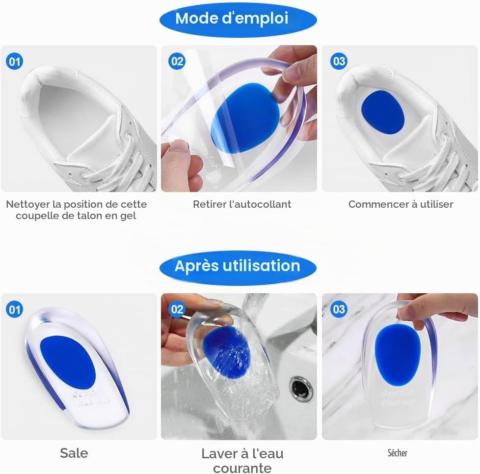 Detalle 2 de ACWOO gel-hielkussens maat S, 2 paar siliconen hielpads