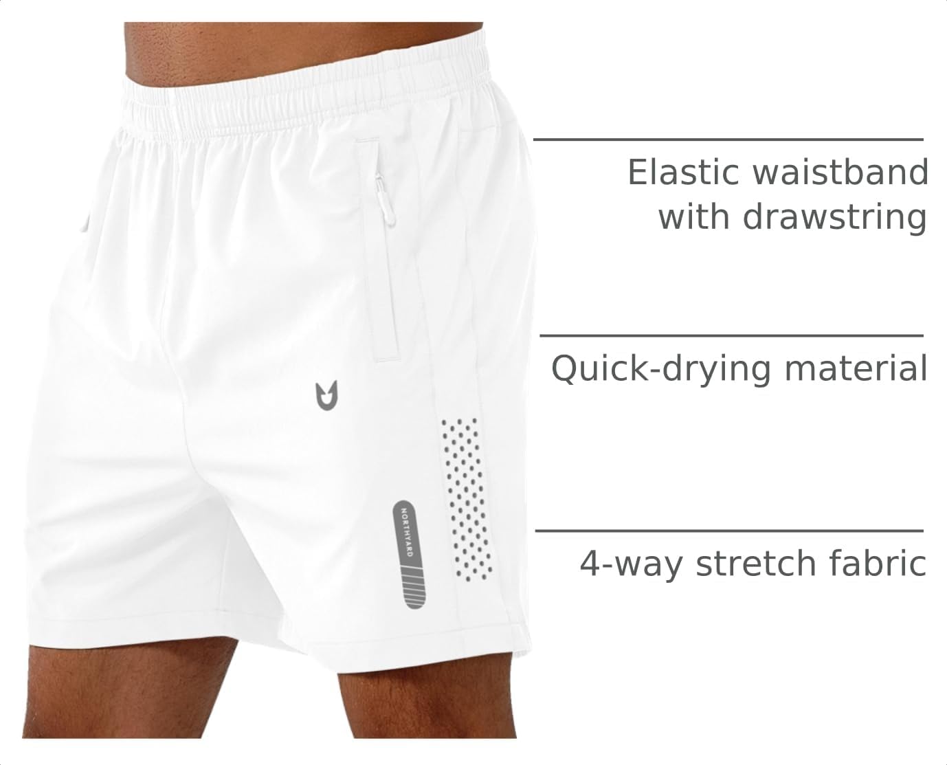 Thumbnail 3 de NORTHYARD Men's Athletic Running Shorts, Quick-Dry Stretch Fabric, 3 Zipper Pockets