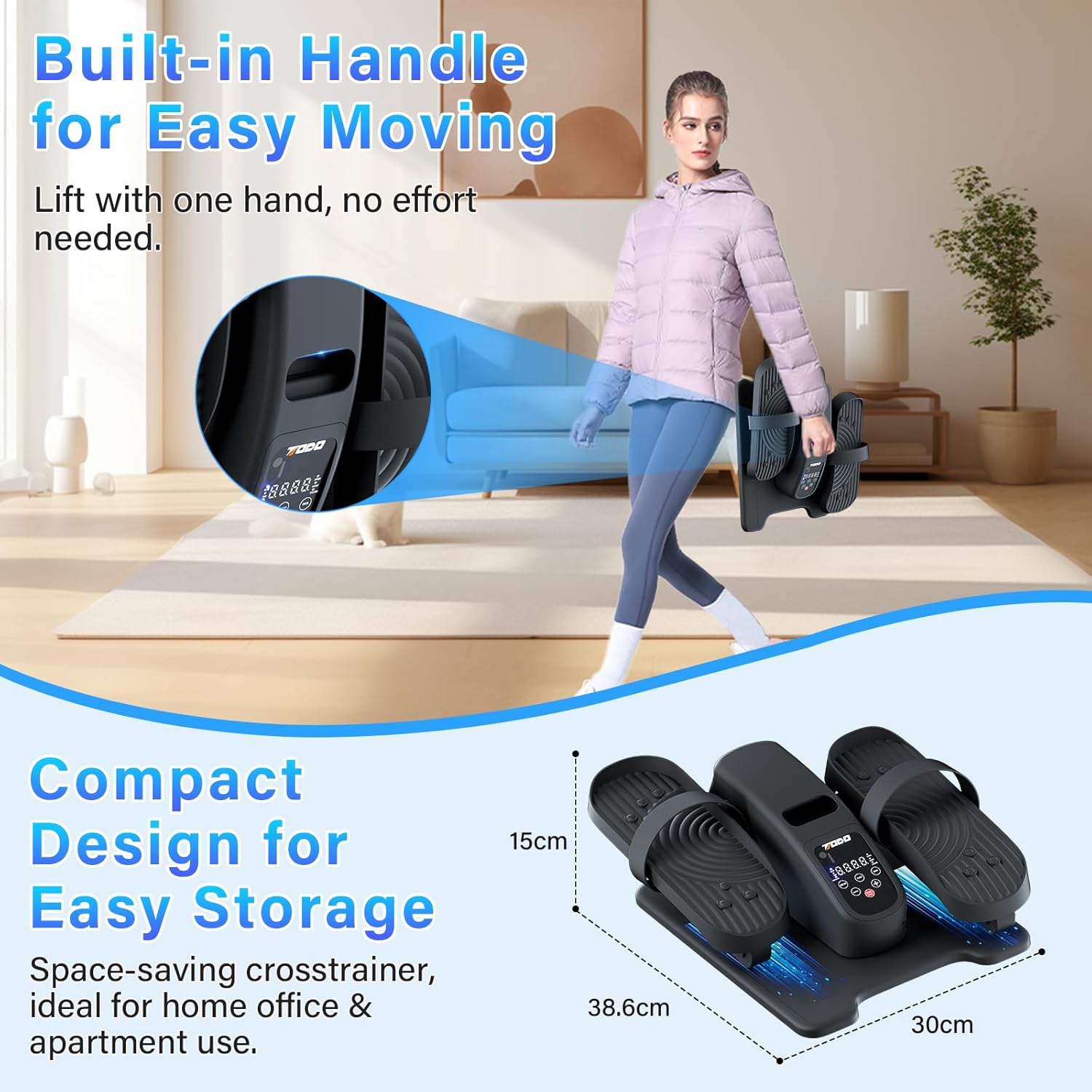 Thumbnail 3 de TODO Mini Under Desk Elliptical Machine with Remote Control (12 Speed Levels)