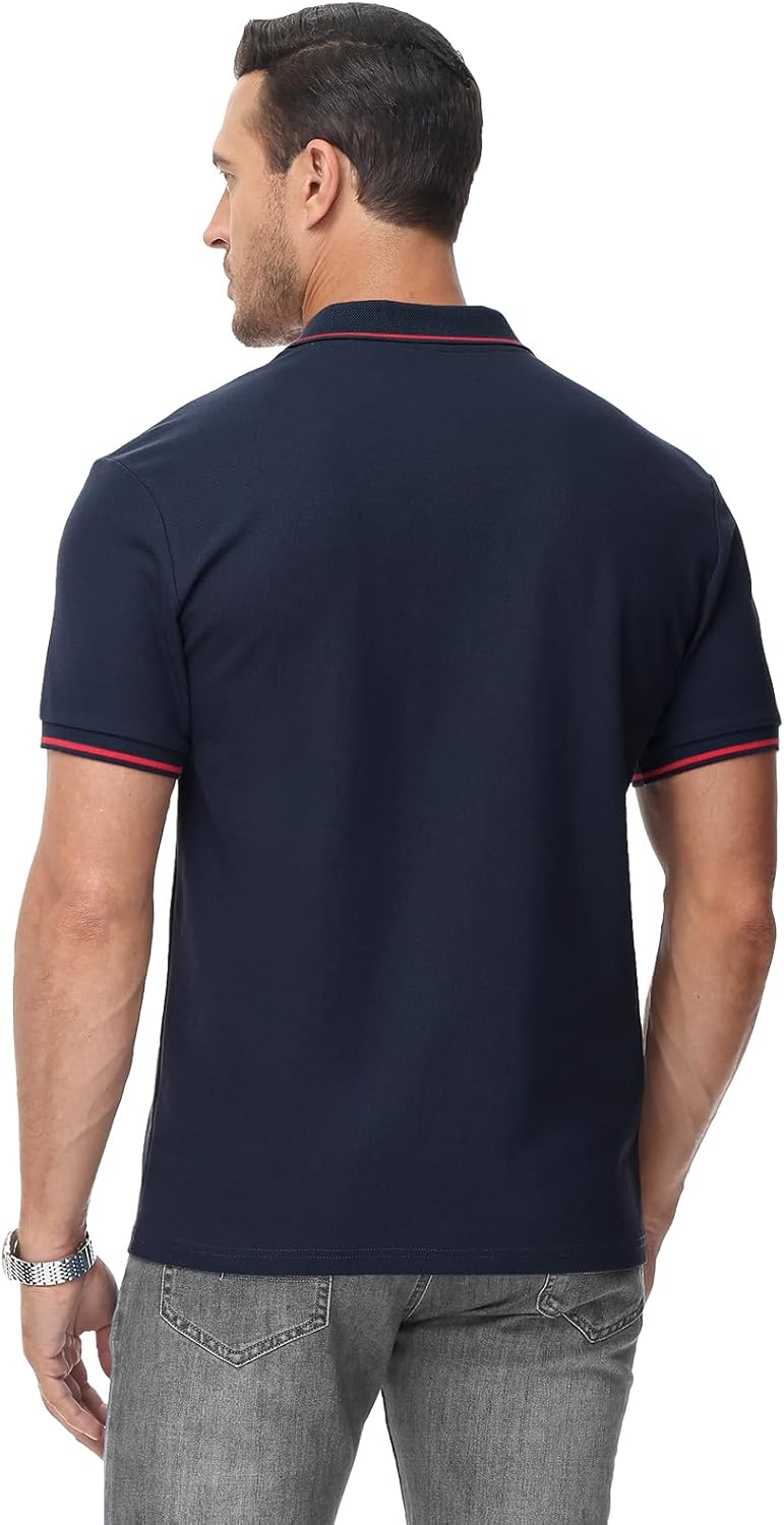 Detalle de HMIYA Herren Polo Kontrast Kurzarm – Klassisches Poloshirt aus Baumwolle