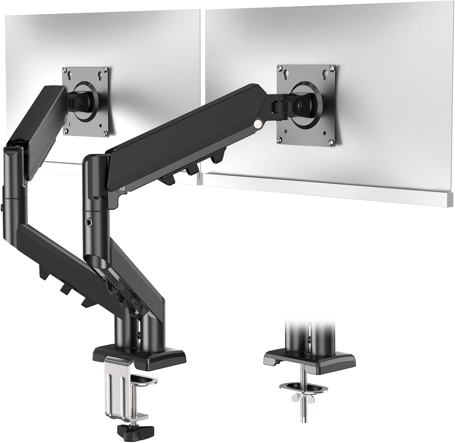 Detalle de MOUNTUP Dual Monitor Halterung für 13–32 Zoll EU8014B – höhenverstellbar, neigbar, schwenkbar (VESA 75/100)